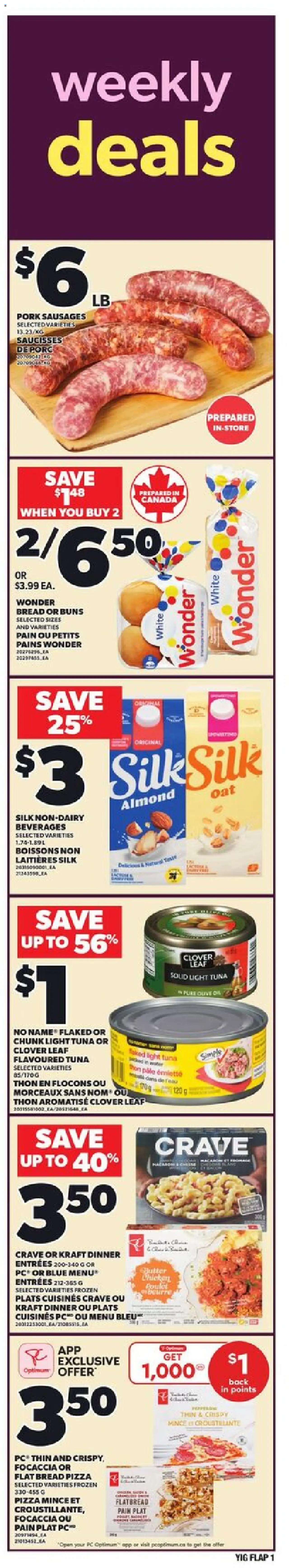 Preview of leaflet Weekly flyer / circulaire from shop Independent Grocer is valid from Oct 16, 2025 - Pizza, PC, Bread, Focaccia, Sausages, Tuna, Pork
