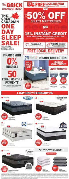 Un aperçu du dépliant Brick Mattress Store - One Day Sale du magasin The Brick est valide à partir 26 févr. 2026