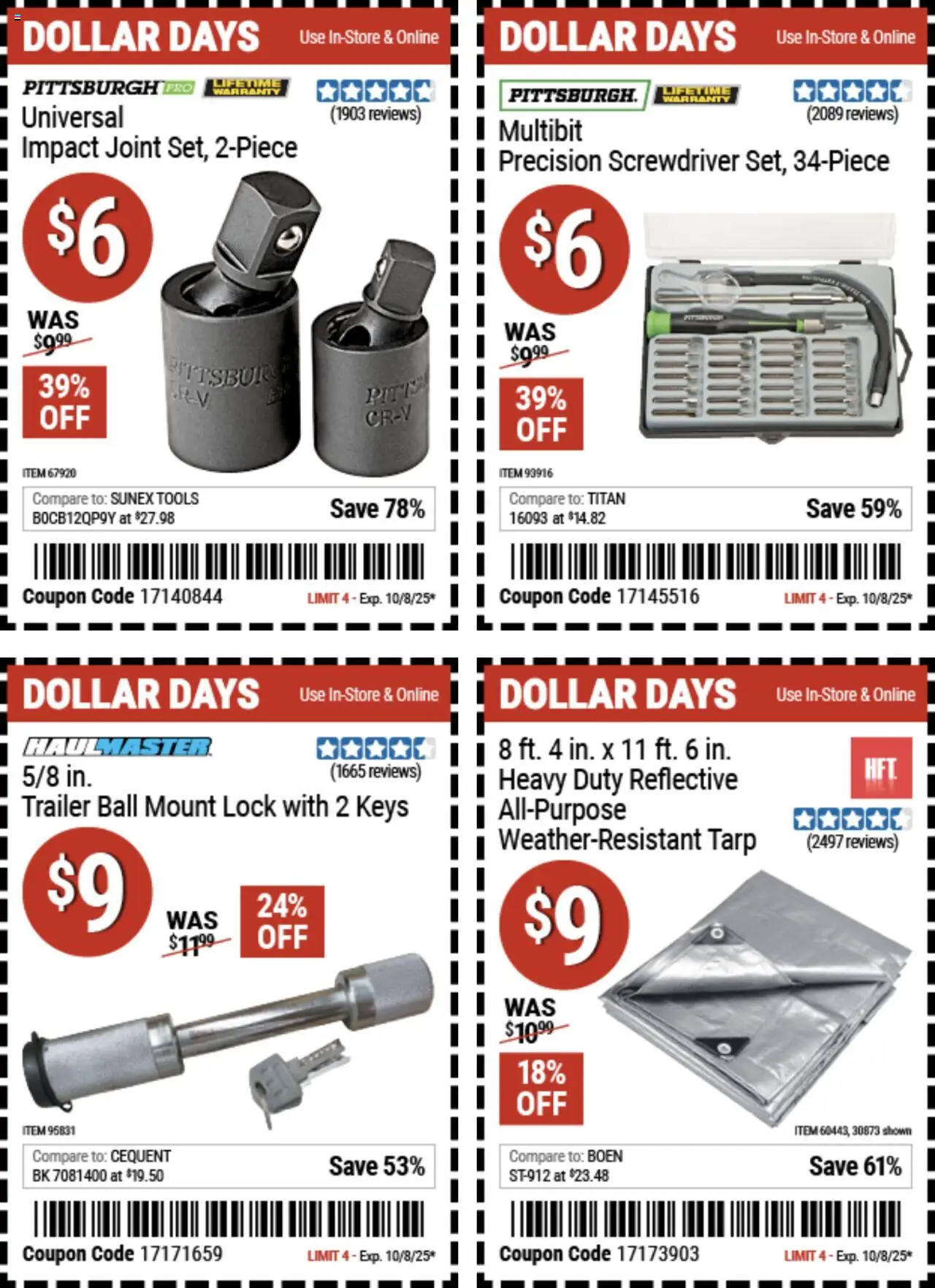 Harbor Freight Dollar Days from 09/25/2025 - Flyer - Page number 1 - Tools, Screwdriver