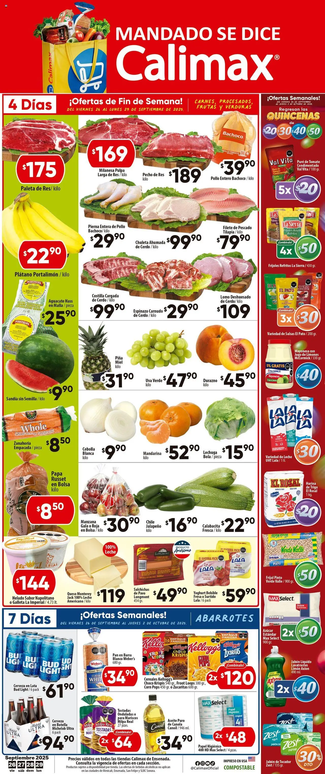 Folleto Ensenada Calimax y sus promociones válidas desde el 26/09/2025 - Número de página 1