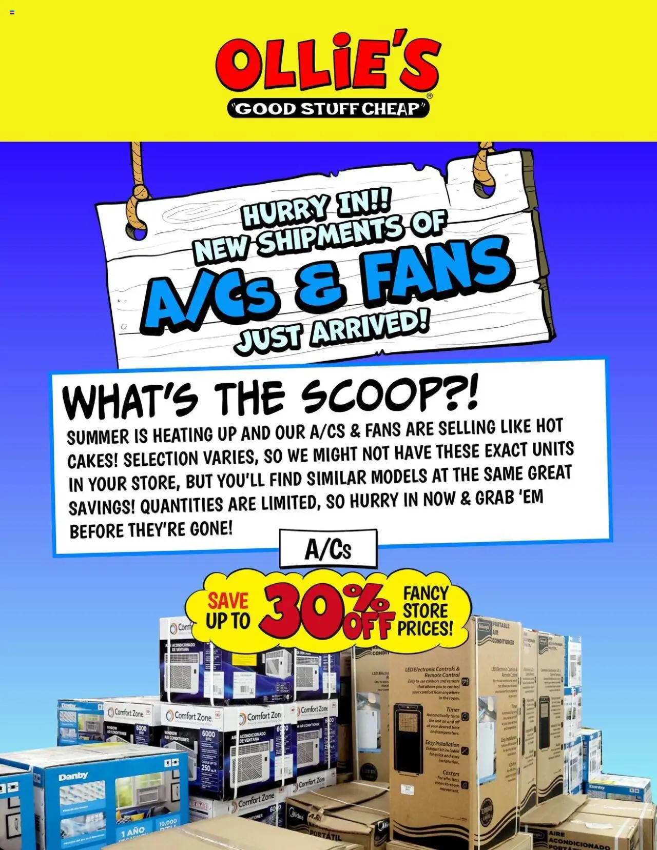 Ollie's A/C & Fans Flyer from 07/21/2025 - Flyer - Page number 1