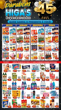 Pré-Visualização do folheto "Ofertas da semana" da loja Higa's Supermercado válido a partir de 05/11/2025