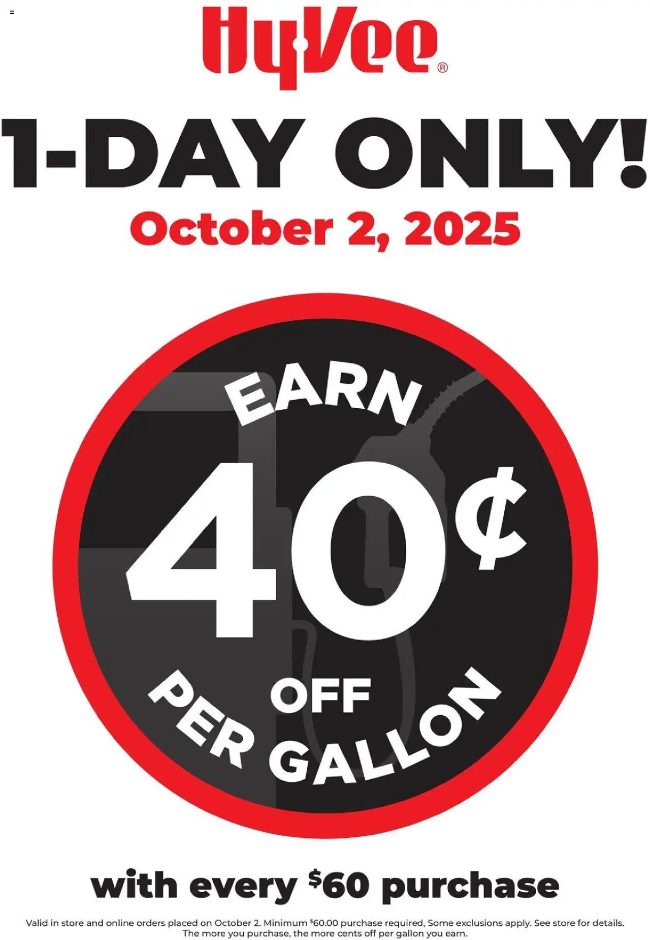 HyVee 1 Day Only from 10/02/2025 - Flyer - Page number 1