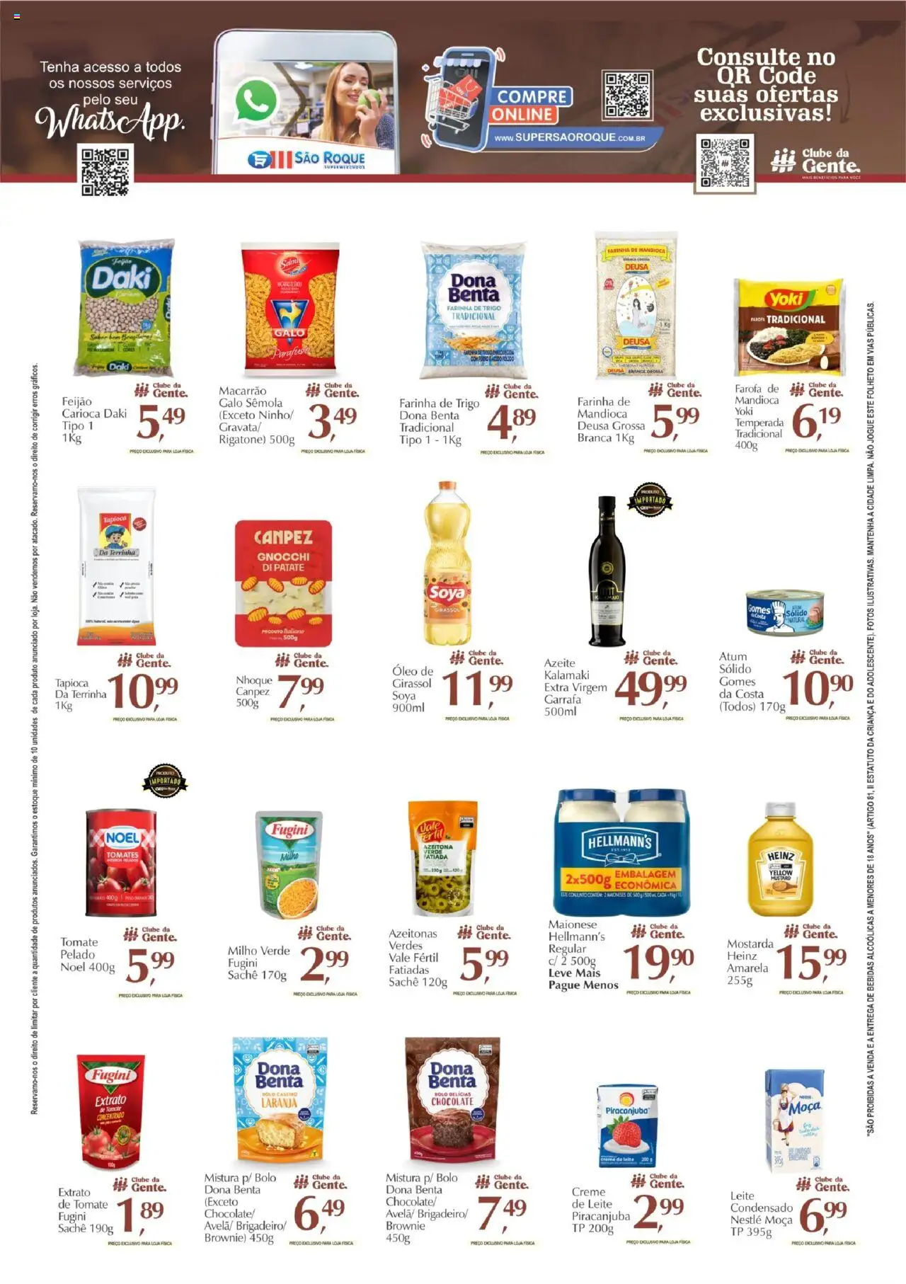 São Roque Supermercados folheto "Ofertas da semana" válido a partir de 03/10/2025 - número de página 1 - Bolo, Leite condensado, Óleo, Feijão, Tomate, Mandioca, Farofa, Farinha de trigo