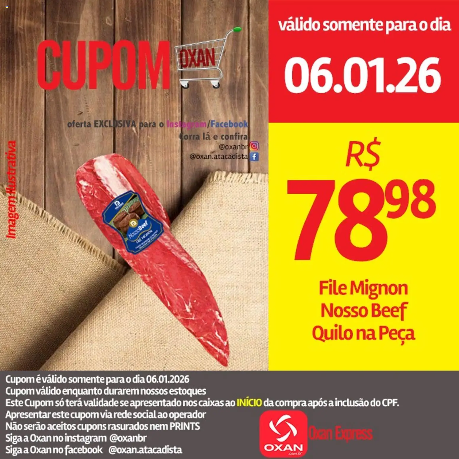 Pré-Visualização do folheto "Ofertas da semana" da loja Oxan Atacadista válido a partir de 06/01/2026 - Filé mignon