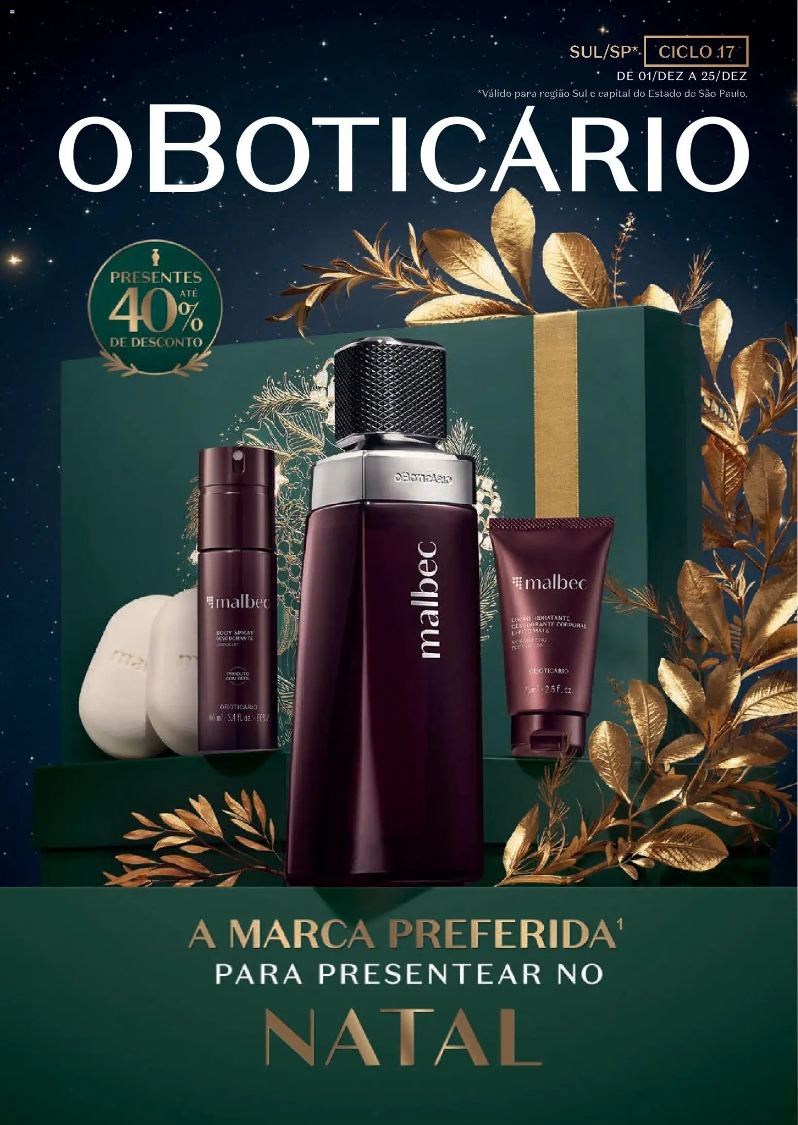 Pré-Visualização do folheto "Ciclo 17/2025" da loja O Boticário válido a partir de 01/12/2025