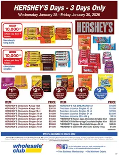 Preview of leaflet Hershey's Days from shop Wholesale Club is valid from Jan 28, 2026