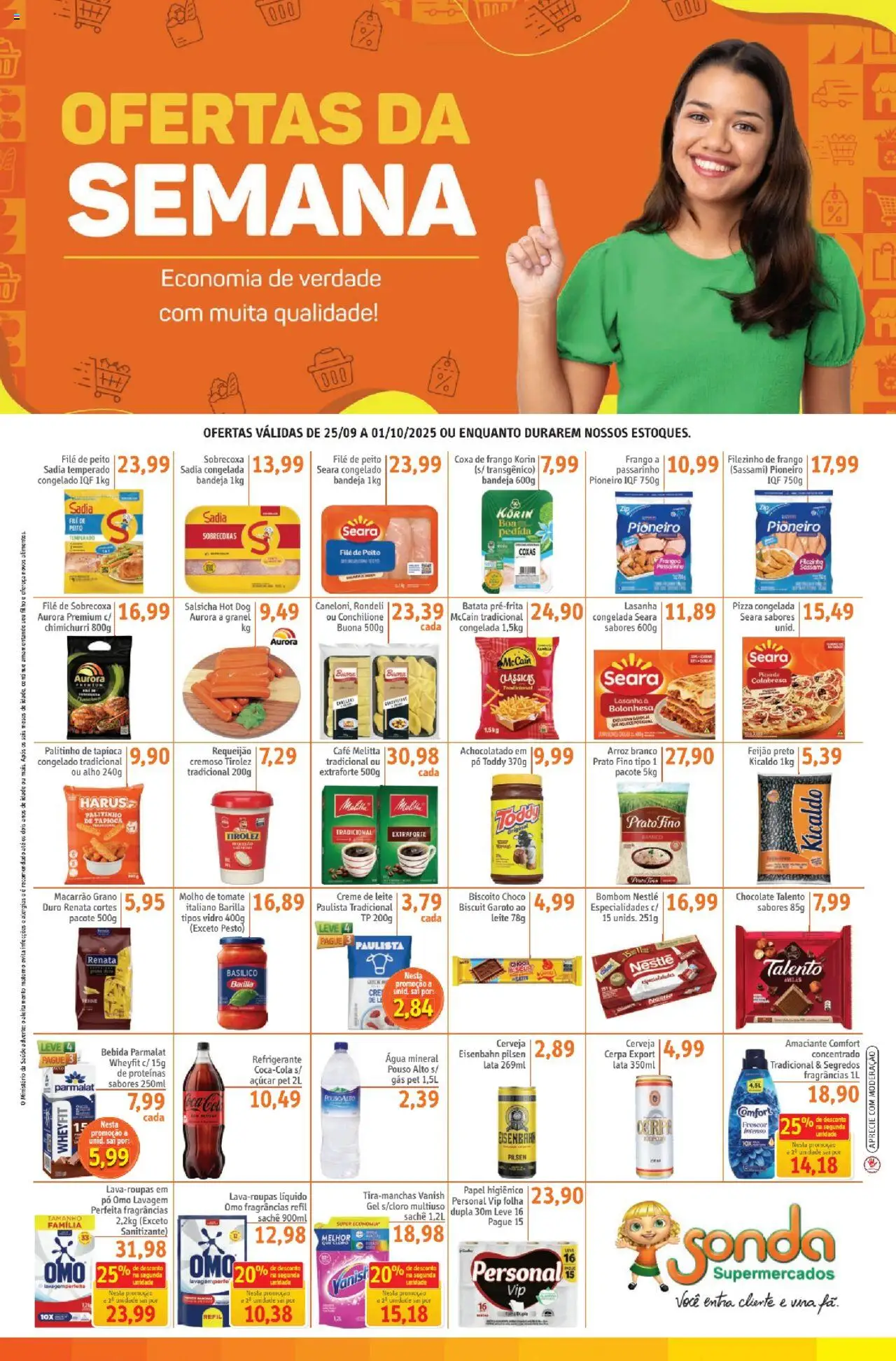 Sonda folheto "Ofertas FDS" válido a partir de 25/09/2025 - número de página 1 - Pizza, Cerveja, Macarrão, Tapioca, Feijão, Açúcar, Eisenbahn, Pesto