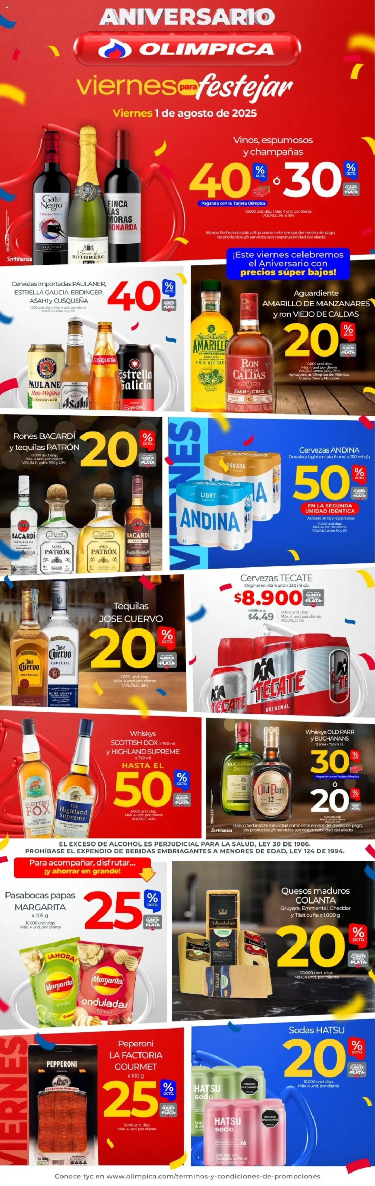 Olímpica Catálogo: 01/08/2025 - 01/08/2025 > Últimas Ofertas pagina numero 1 - Banco, Papas, Whisky, Aguardiente, Tomate, Limón, Caja, Bebidas