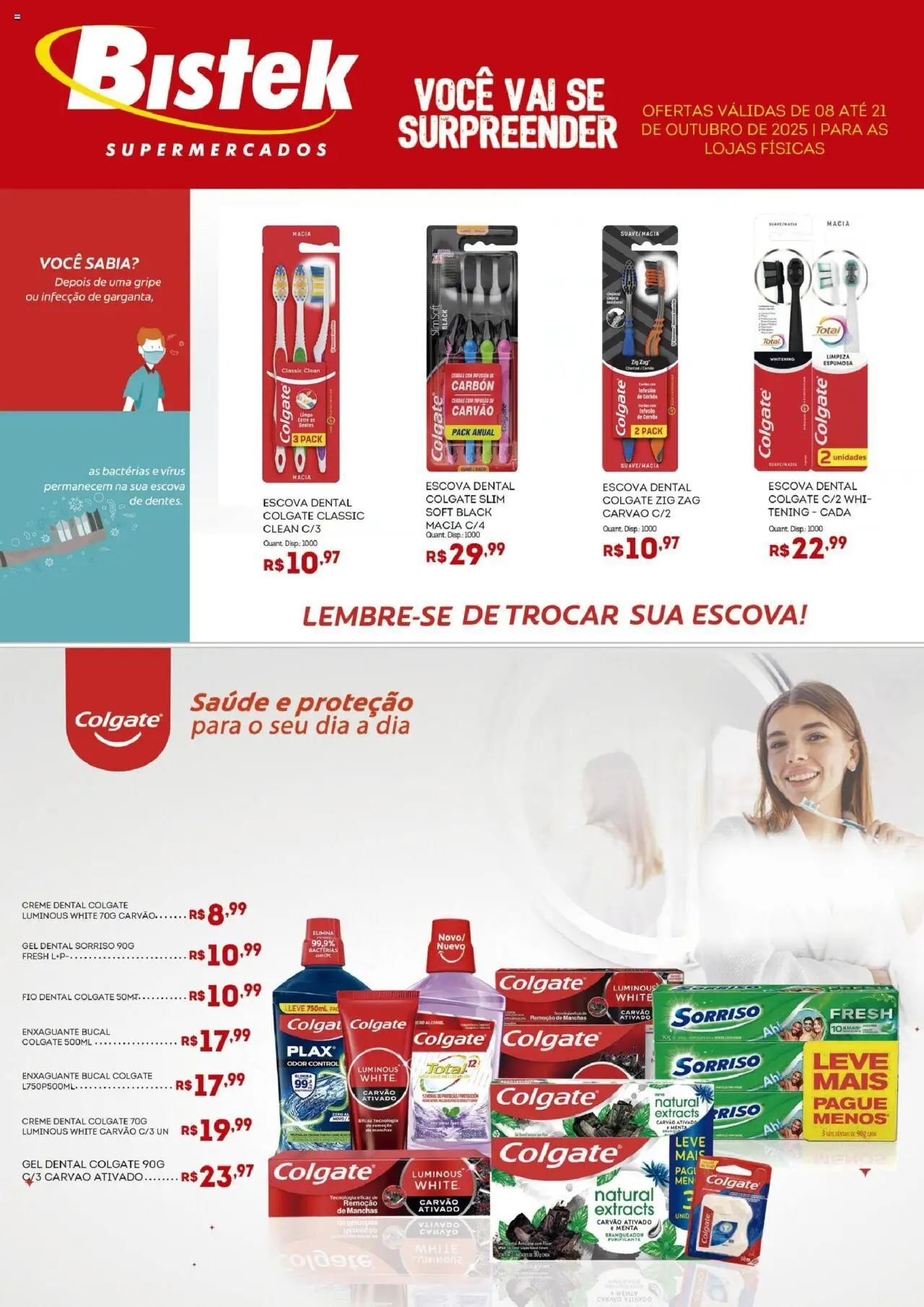 Bistek Supermercados folheto "Ofertas Colgate" válido a partir de 08/10/2025 - número de página 1