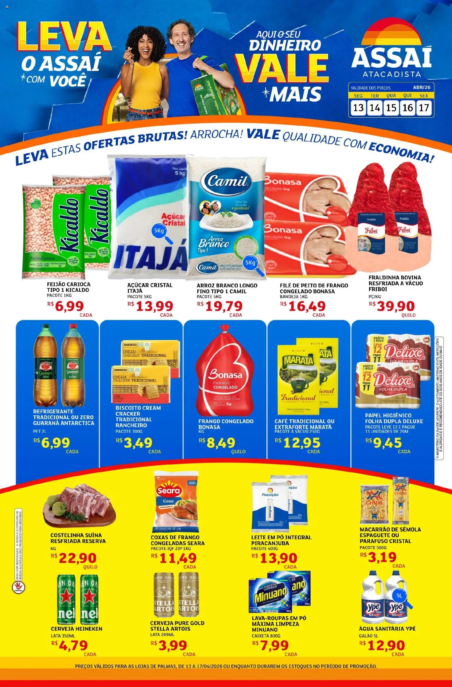 Pré-Visualização do folheto "Assaí Atacadista ofertas - TO" da loja Assaí Atacadista válido a partir de 13/04/2026 - Café, Água, Feijão, Leite, Bandeja, Guaraná, Cream cracker, Macarrão de sêmola