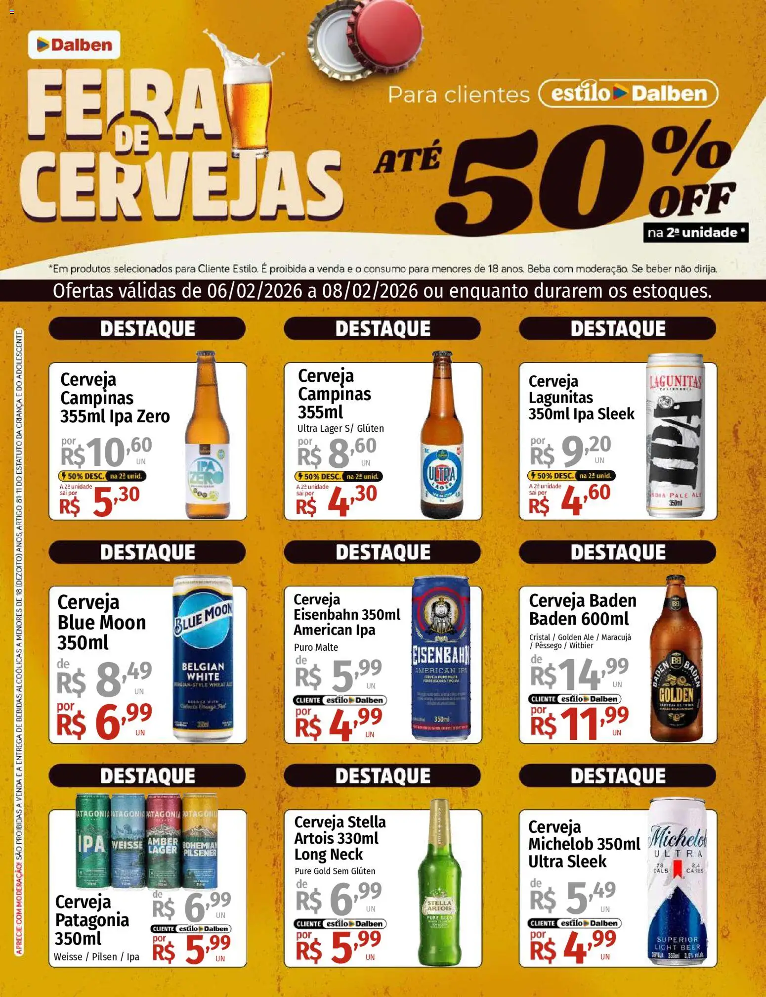 Pré-Visualização do folheto "Ofertas Feira de Cervejas" da loja Supermercado Dalben válido a partir de 06/02/2026