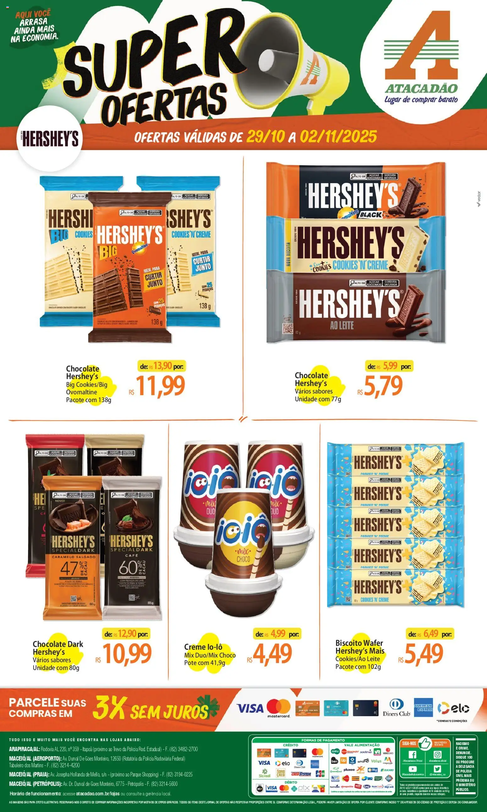 Pré-Visualização do folheto "Ofertas - AL" da loja Atacadão válido a partir de 29/10/2025 - Café, Chocolate, Cookies, Biscoito, Leite, Açúcar, Ferro, Creme