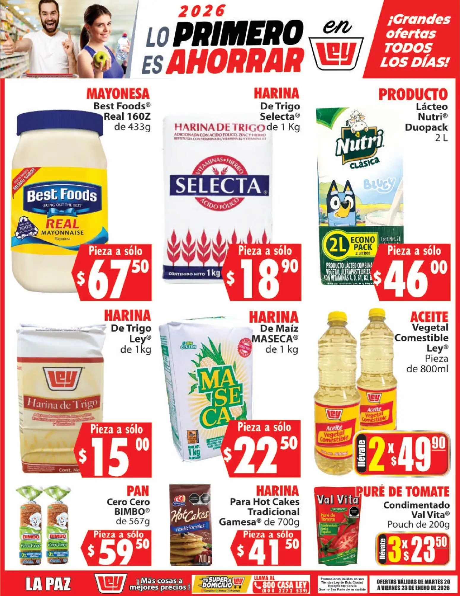 Vista previa las ofertas de la tienda Casa Ley - Folleto Lo Primero Es Ahorrar desde el 20/01/2026 - Vitaminas, Maíz, Aceite, Harina, Mayonesa, Aceite vegetal, Pure de Tomate, Puré