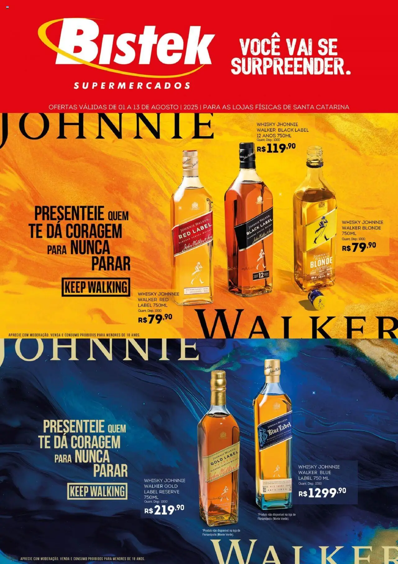 Bistek Supermercados folheto "Ofertas Diageo" válido a partir de 01/08/2025 - número de página 1