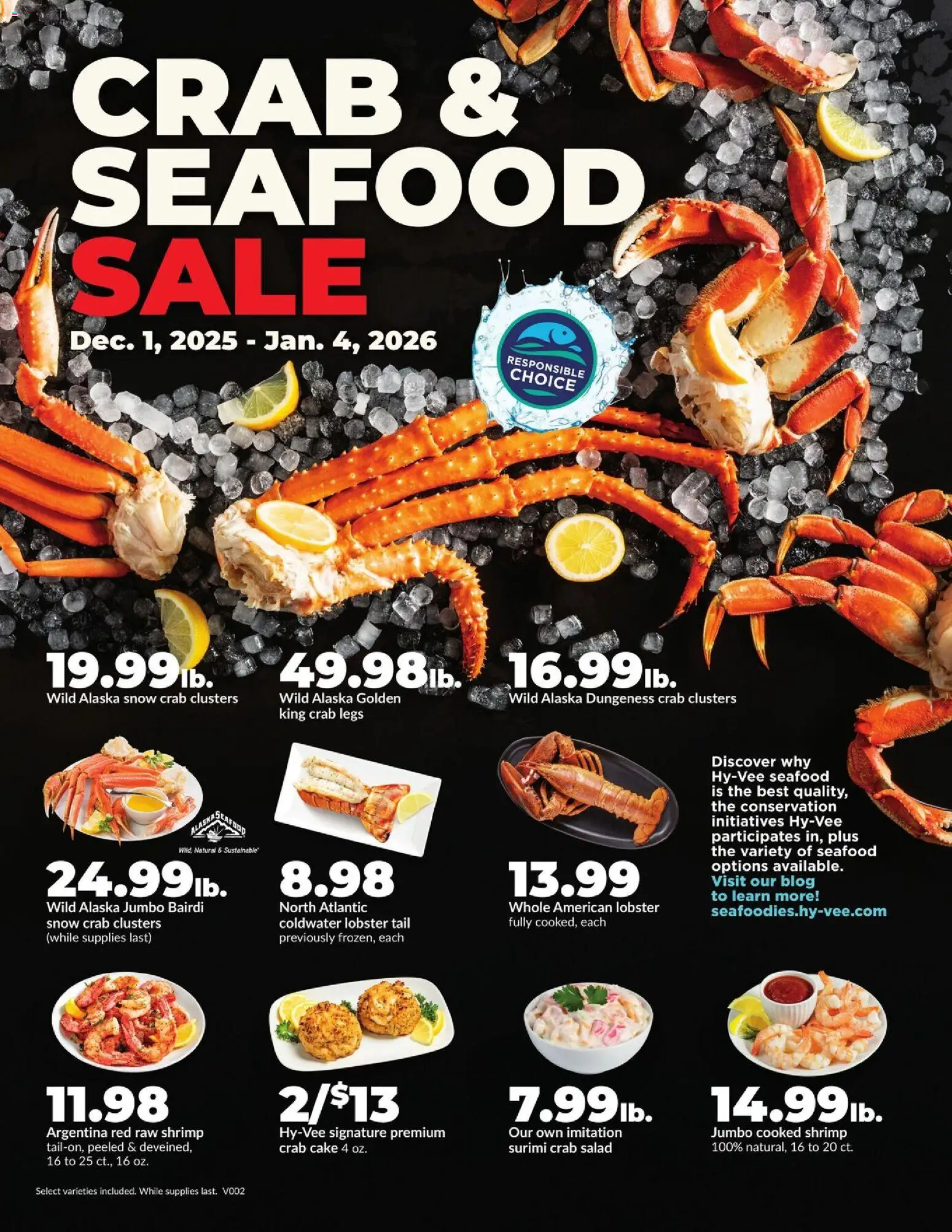 Ad Preview of HyVee Crab & Seafood Sale from 12/01/2025