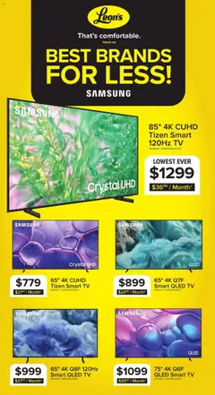 Preview of leaflet Best brands for less from shop Leon's is valid from Aug 29, 2025