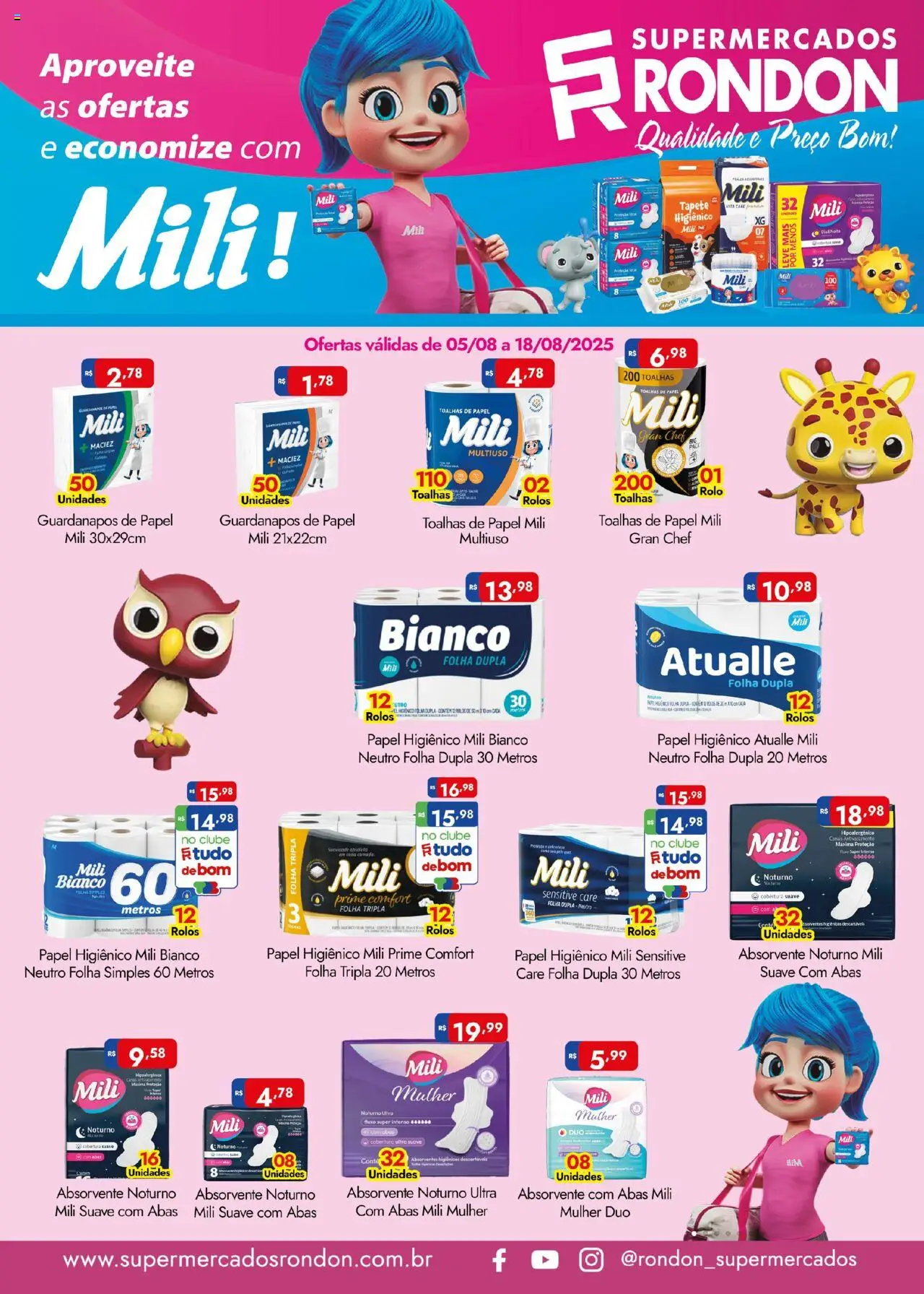 Supermercados Rondon folheto "Ofertas Mili" válido a partir de 05/08/2025 - número de página 1