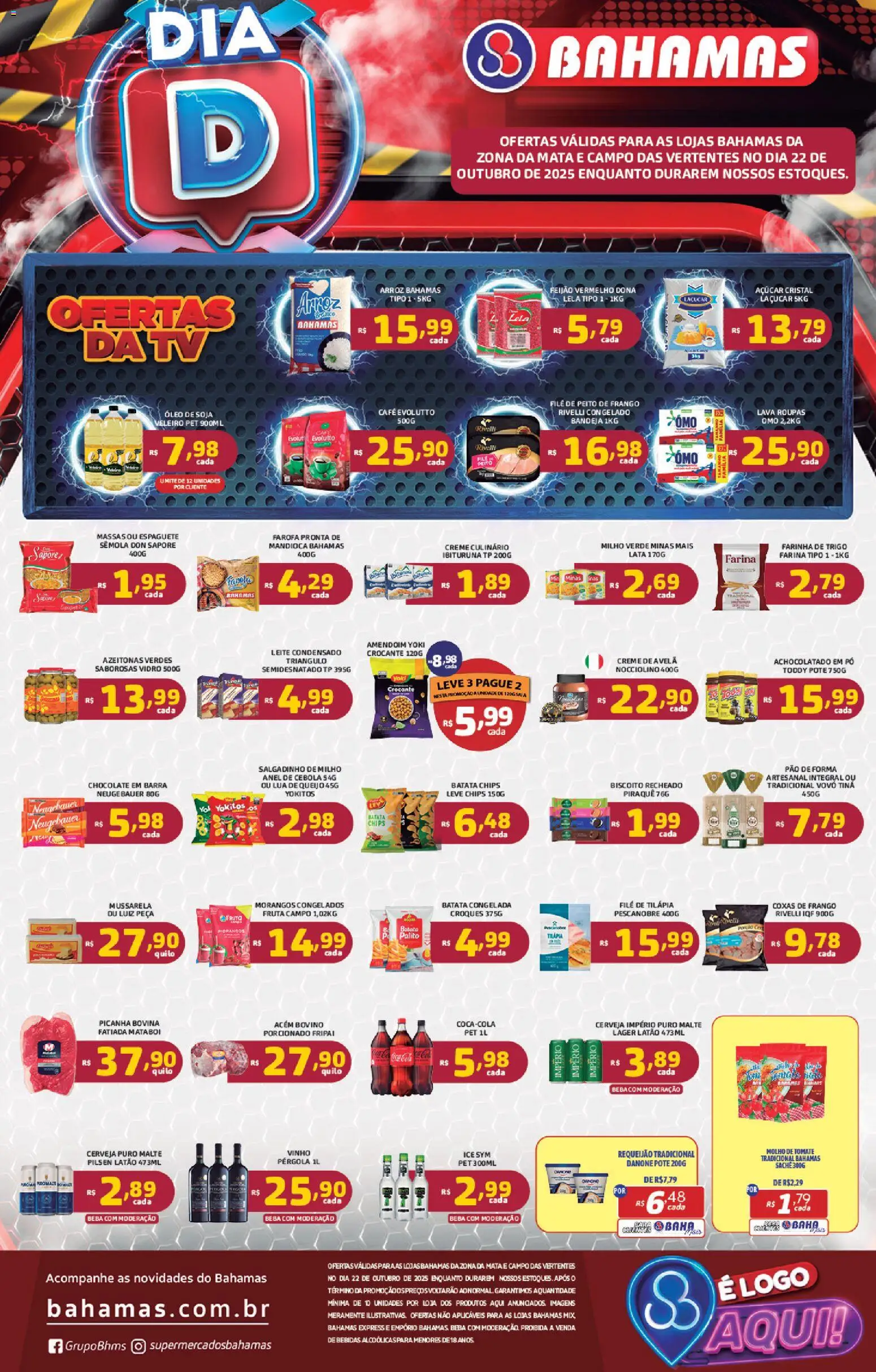 Bahamas Supermercados folheto "Ofertas Dia D" válido a partir de 22/10/2025 - número de página 1