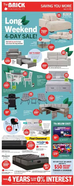 Preview of leaflet The Brick weekly flyer / circulaire from shop The Brick is valid from Mar 31, 2026