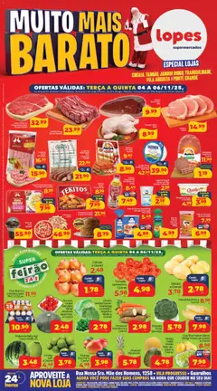 Pré-Visualização do folheto "Ofertas Muito Mais Barato" da loja Lopes Supermercados válido a partir de 04/11/2025