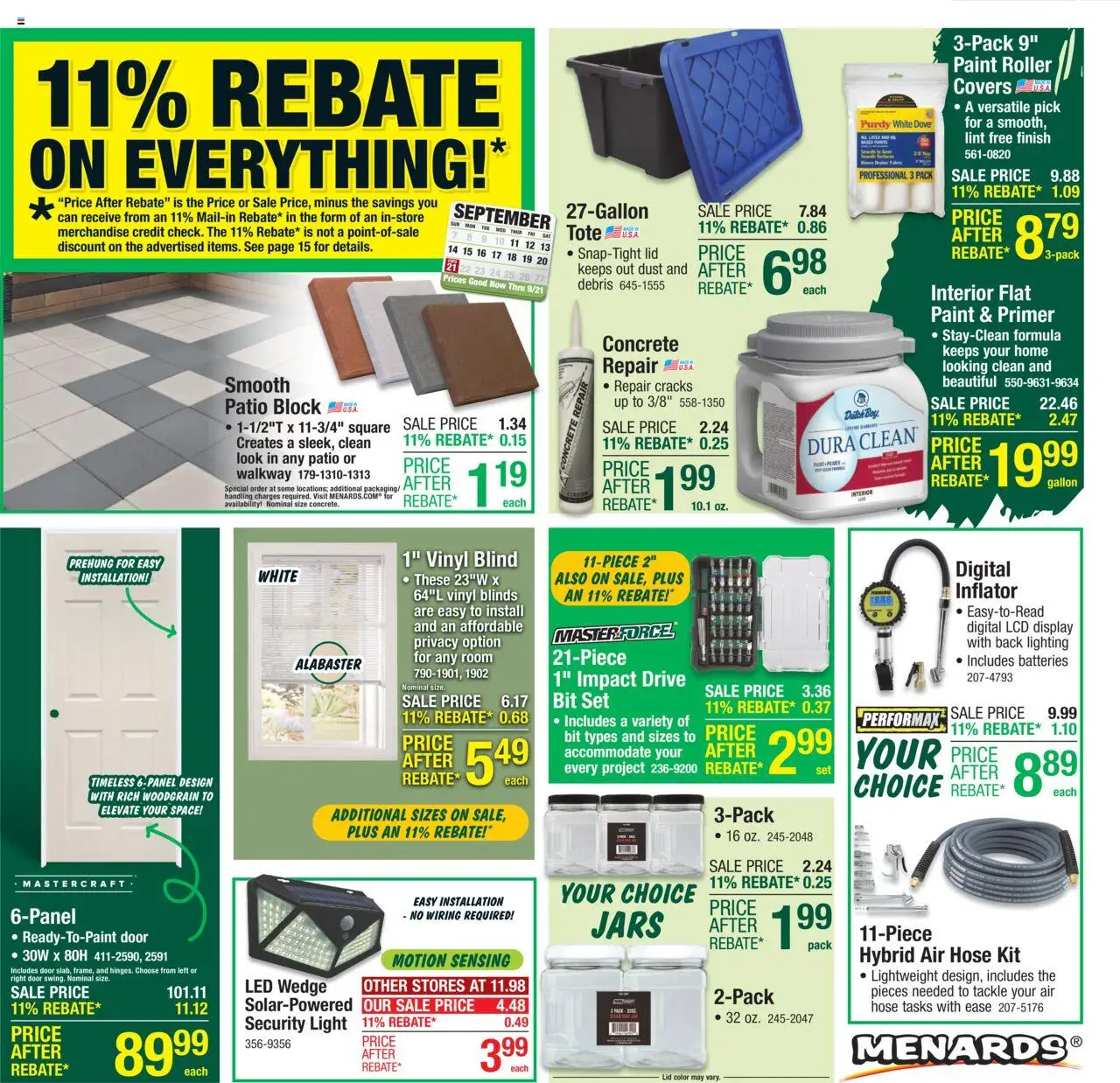 Menards AD from 09/10/2025 >> Weekly ad + Sale ad Preview - Page number 1