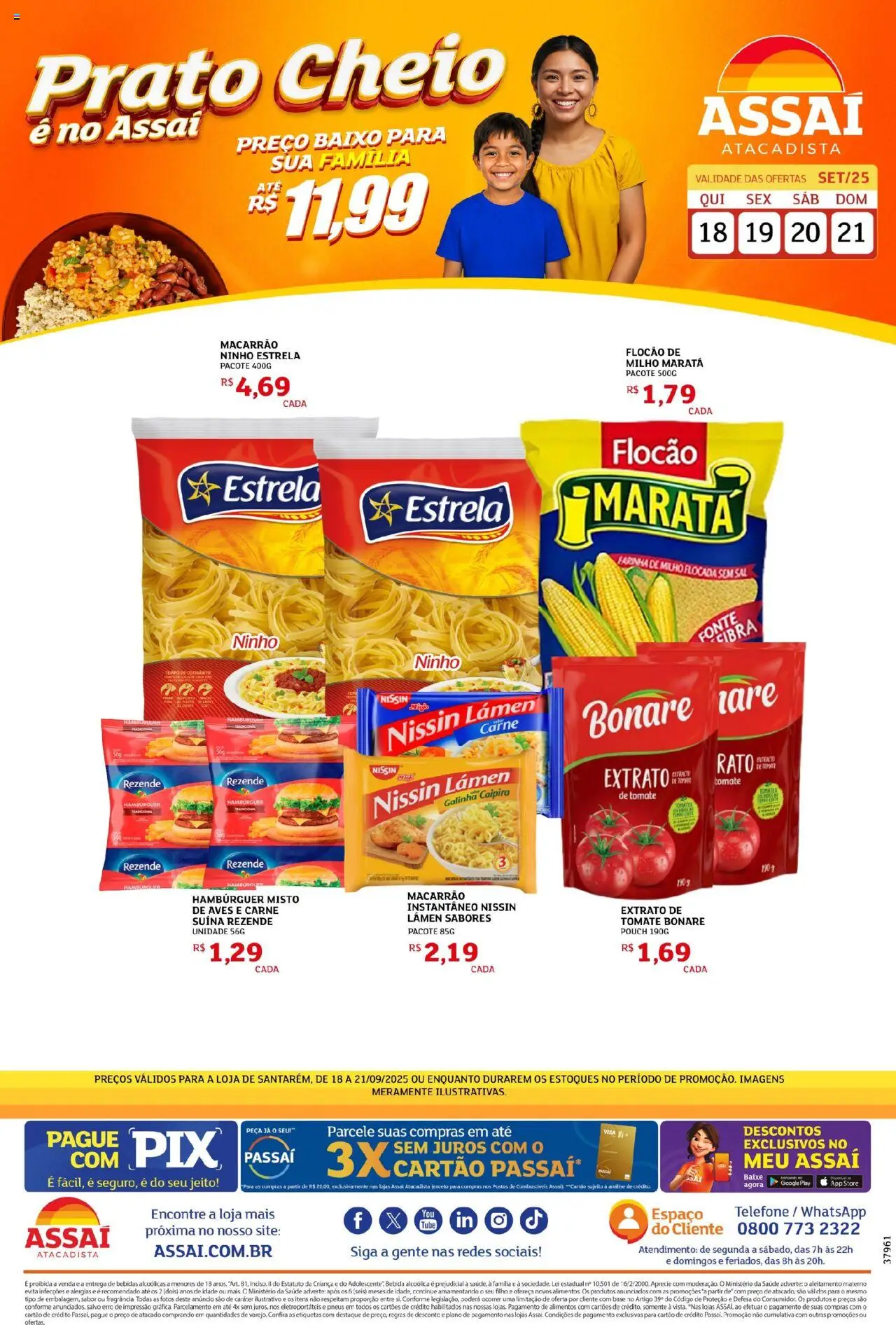 Assaí Atacadista folheto "Encarte - PA" válido a partir de 18/09/2025 - número de página 1 - Hambúrguer, Macarrão, Bebidas, Pneus, Tomate, Aves, Baixo, Farinha