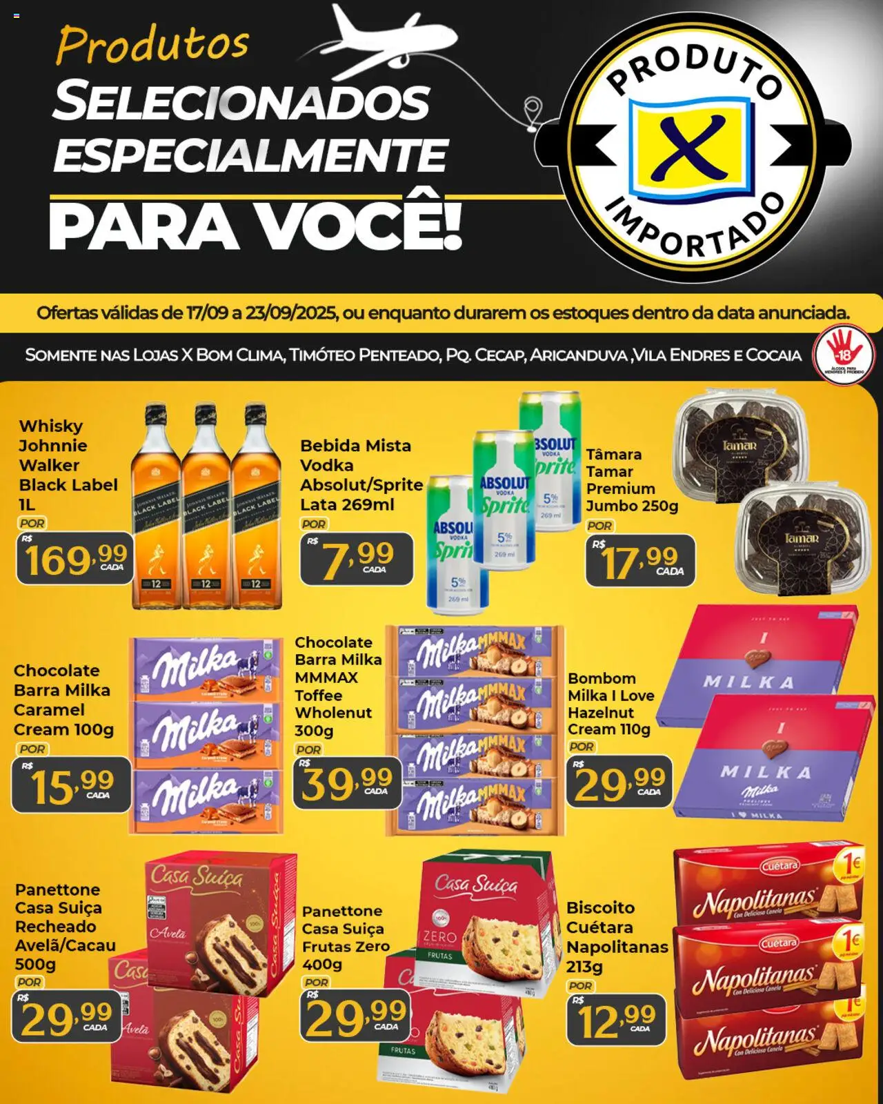 X Supermercados folheto "Ofertas Especiais de Produtos Importados" válido a partir de 17/09/2025 - número de página 1