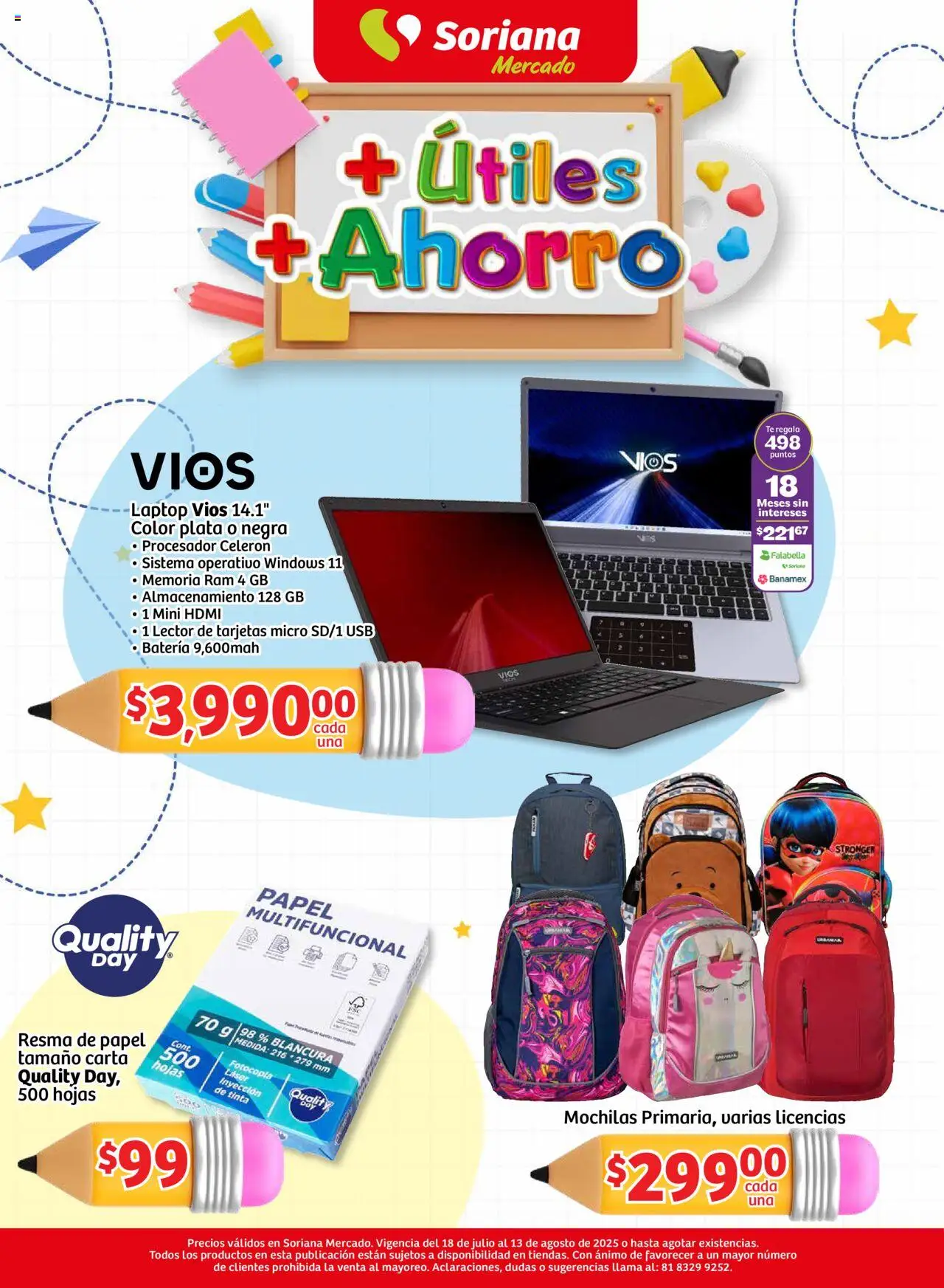 Más Útiles más Ahorro Mercado Nacional Soriana y sus promociones válidas desde el 18/07/2025 - Número de página 1