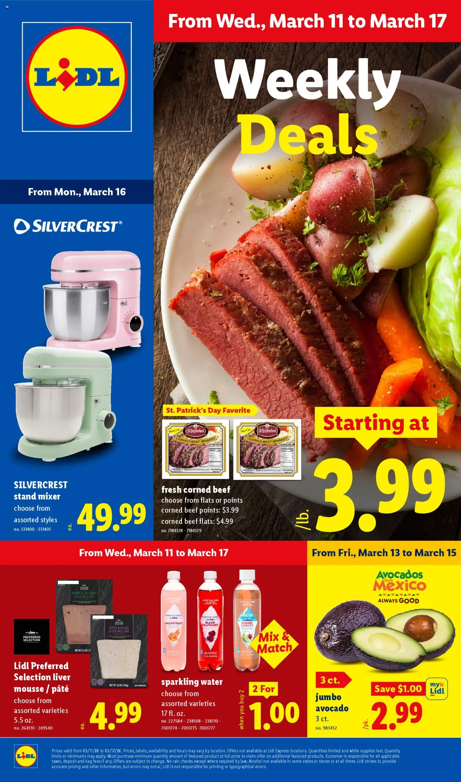 Ad Preview of Lidl Lidl Weekly Ad from 03/11/2026 - Duck, Avocado, Liver, Grapefruit, Pork, Mixer, Chicken liver, Chicken