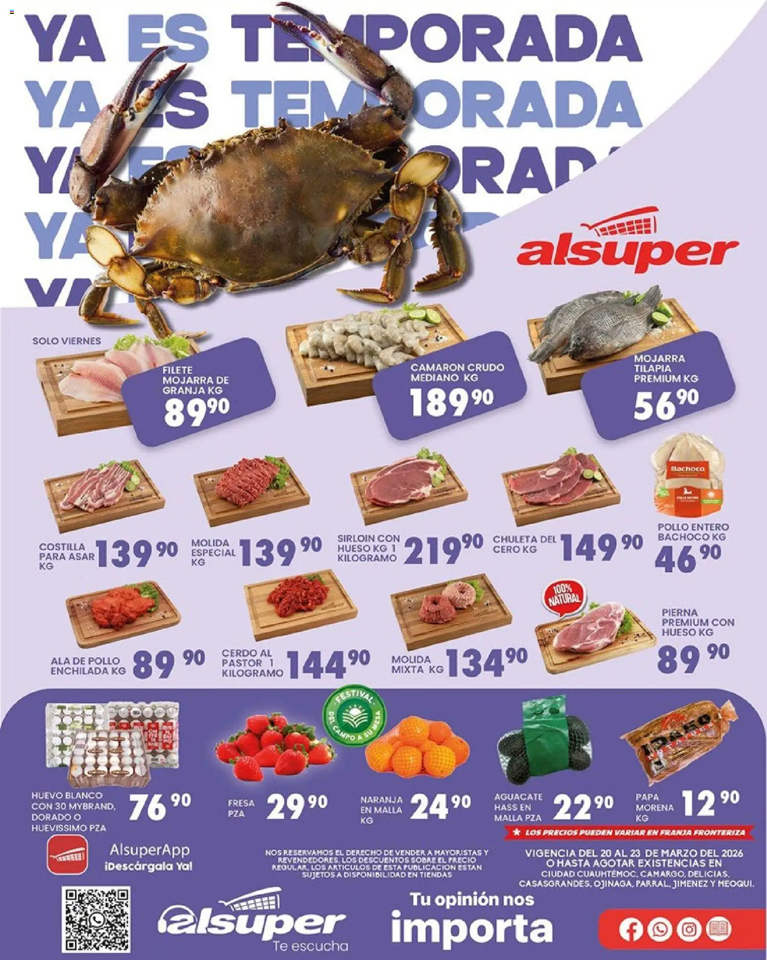 Vista previa las ofertas de la tienda Alsuper - Alsuper folleto Casas Grandes desde el 21/03/2026 - Pollo, Té, Aguacate, Huevo, Cerdo, Tilapia, Sobre, Chuleta