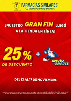 Vista previa las ofertas de la tienda Farmacias Similares - Buen Fin aviso desde el 11/11/2025 