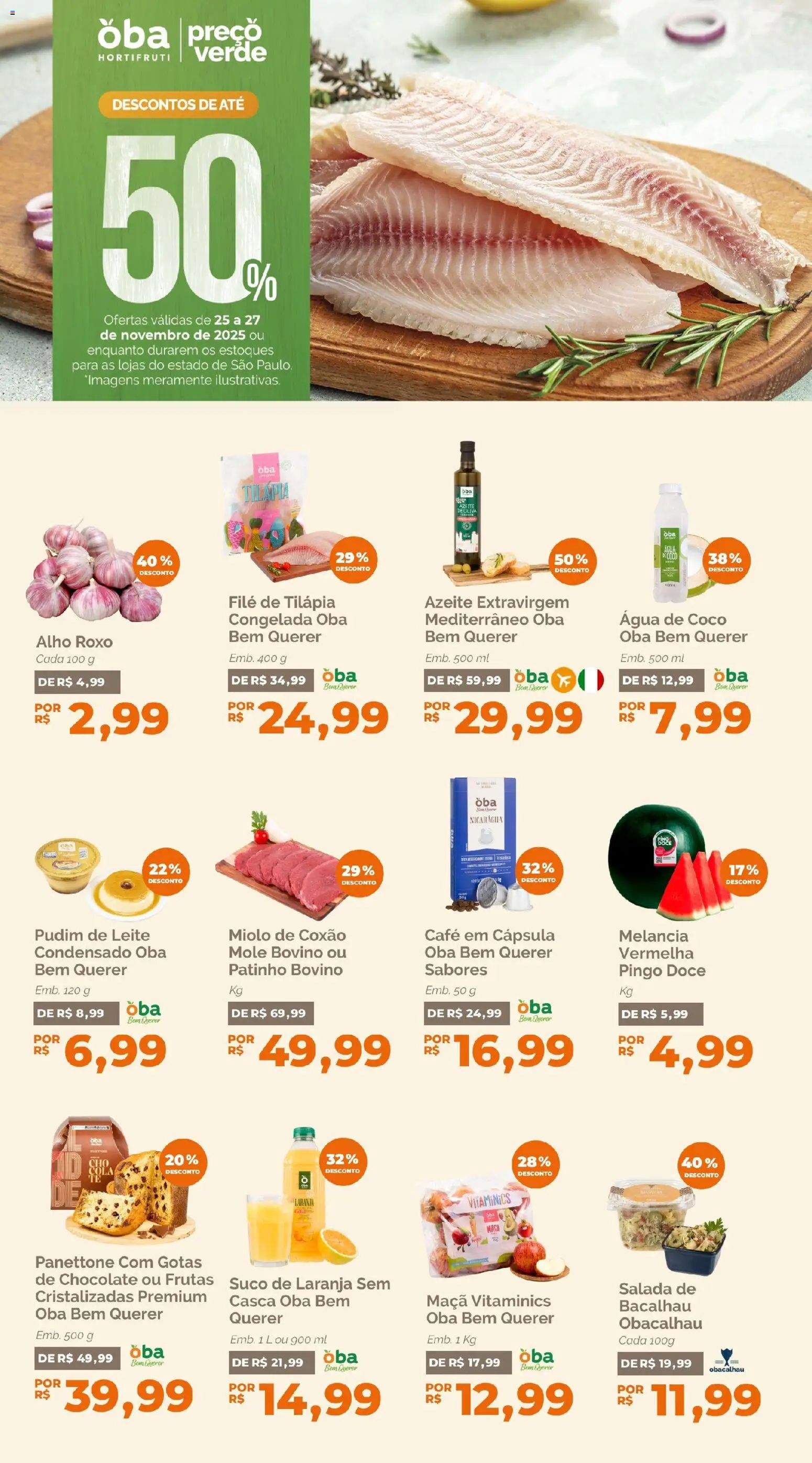 Pré-Visualização do folheto "Ofertas da semana" da loja Oba Hortifruti válido a partir de 25/11/2025