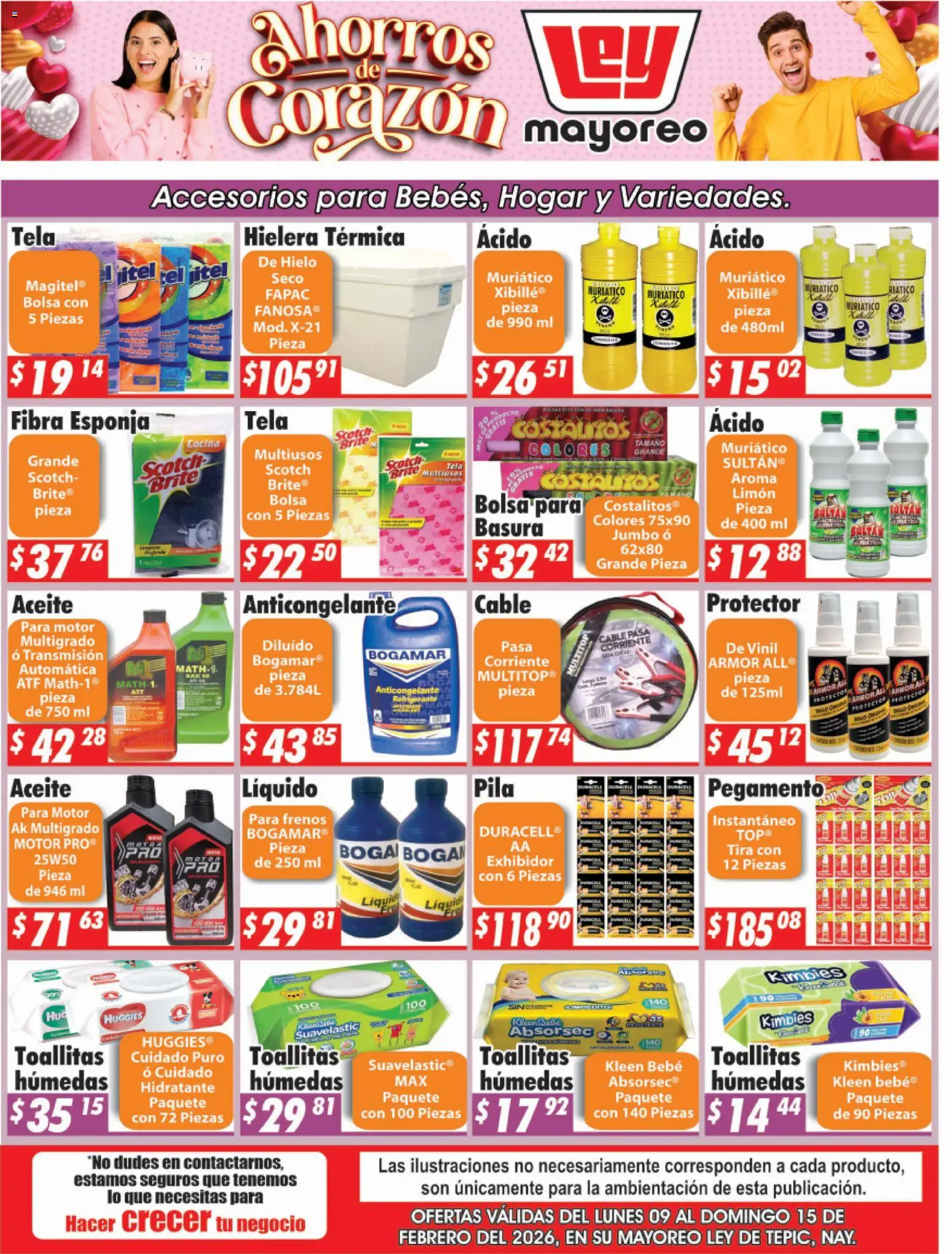 Vista previa las ofertas de la tienda Casa Ley - Folleto Tepic desde el 09/02/2026 - Cocina, Limón, Hielera, Toallitas húmedas, Aceite, Hielo, Pila, Pegamento