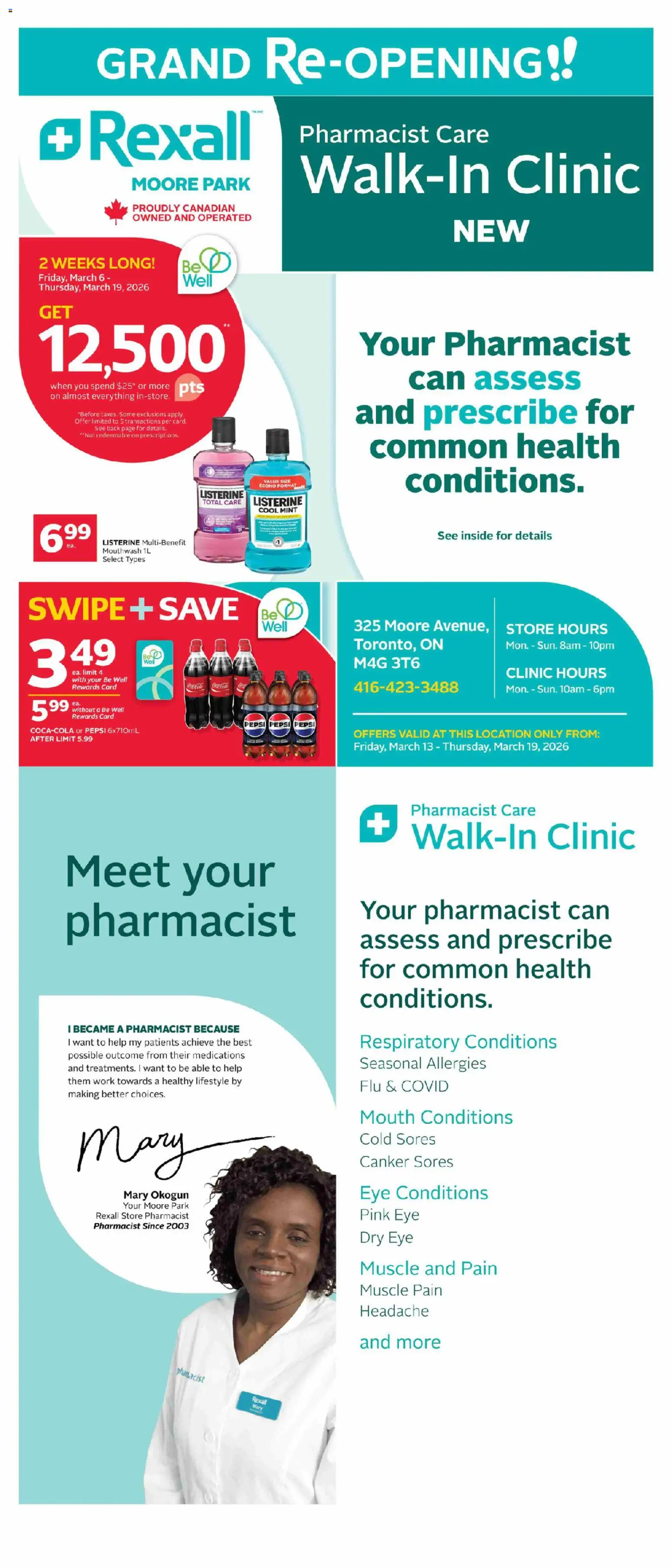 Preview of leaflet Rexall flyer - Moore Park Grand Opening- Toronto from shop Rexall is valid from Mar 13, 2026