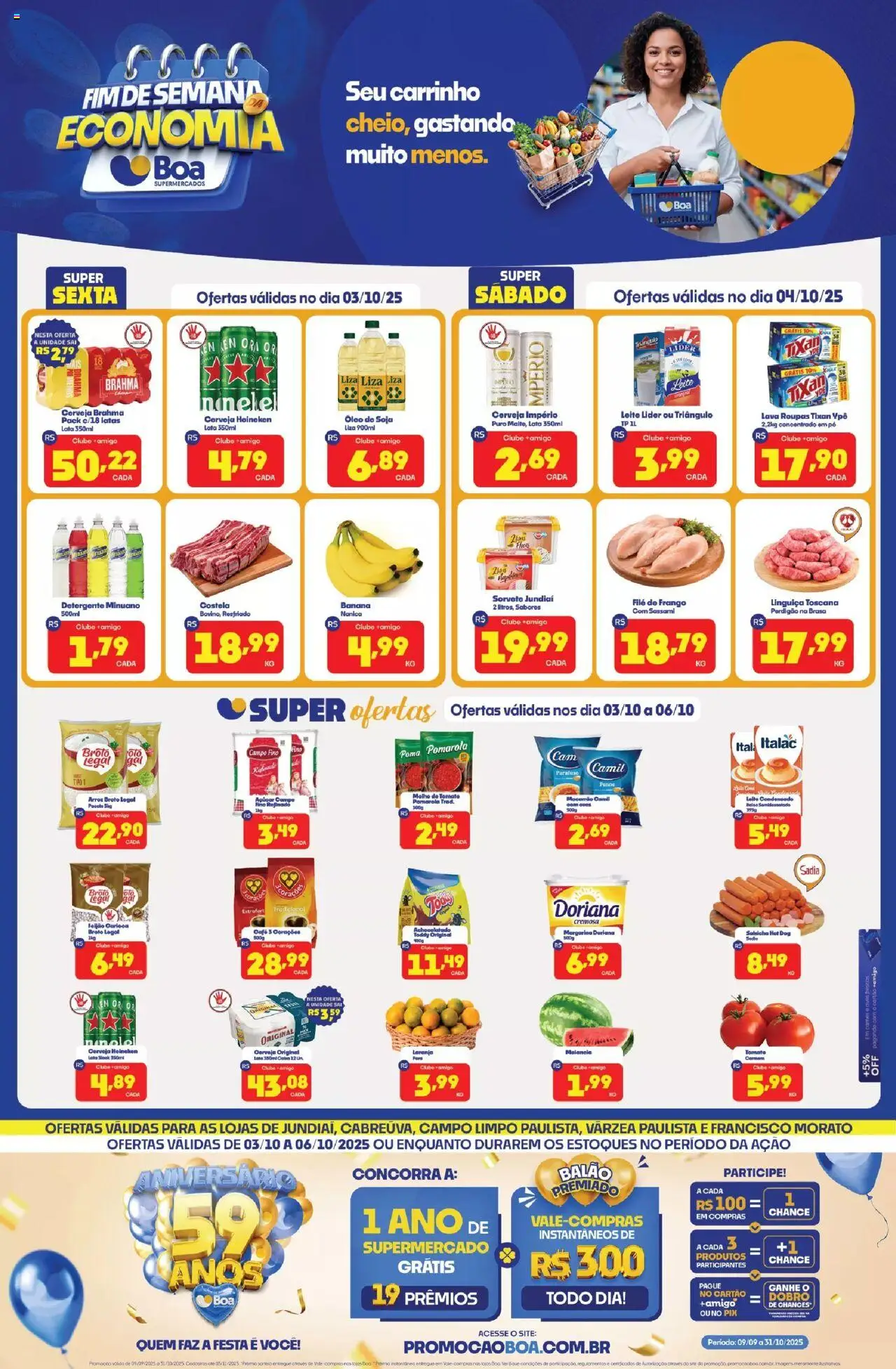 Boa Supermercados folheto "Ofertas da semana" válido a partir de 03/10/2025 - número de página 1 - Roupas, Óleo, Detergente, Molho de tomate, Filé de frango, Margarina, Achocolatado, Doriana