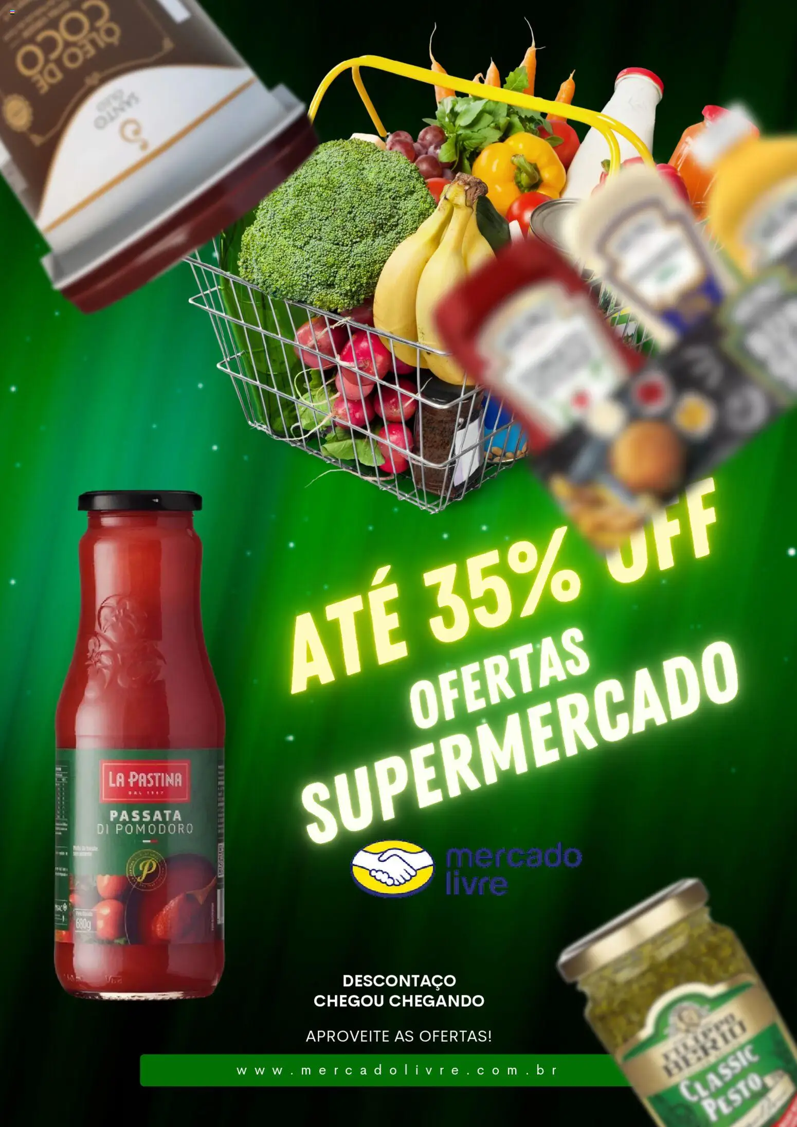 Pré-Visualização do folheto "Ofertas atuais" da loja Mercado Livre válido a partir de 07/01/2026 - Coco, Óleo, Pesto