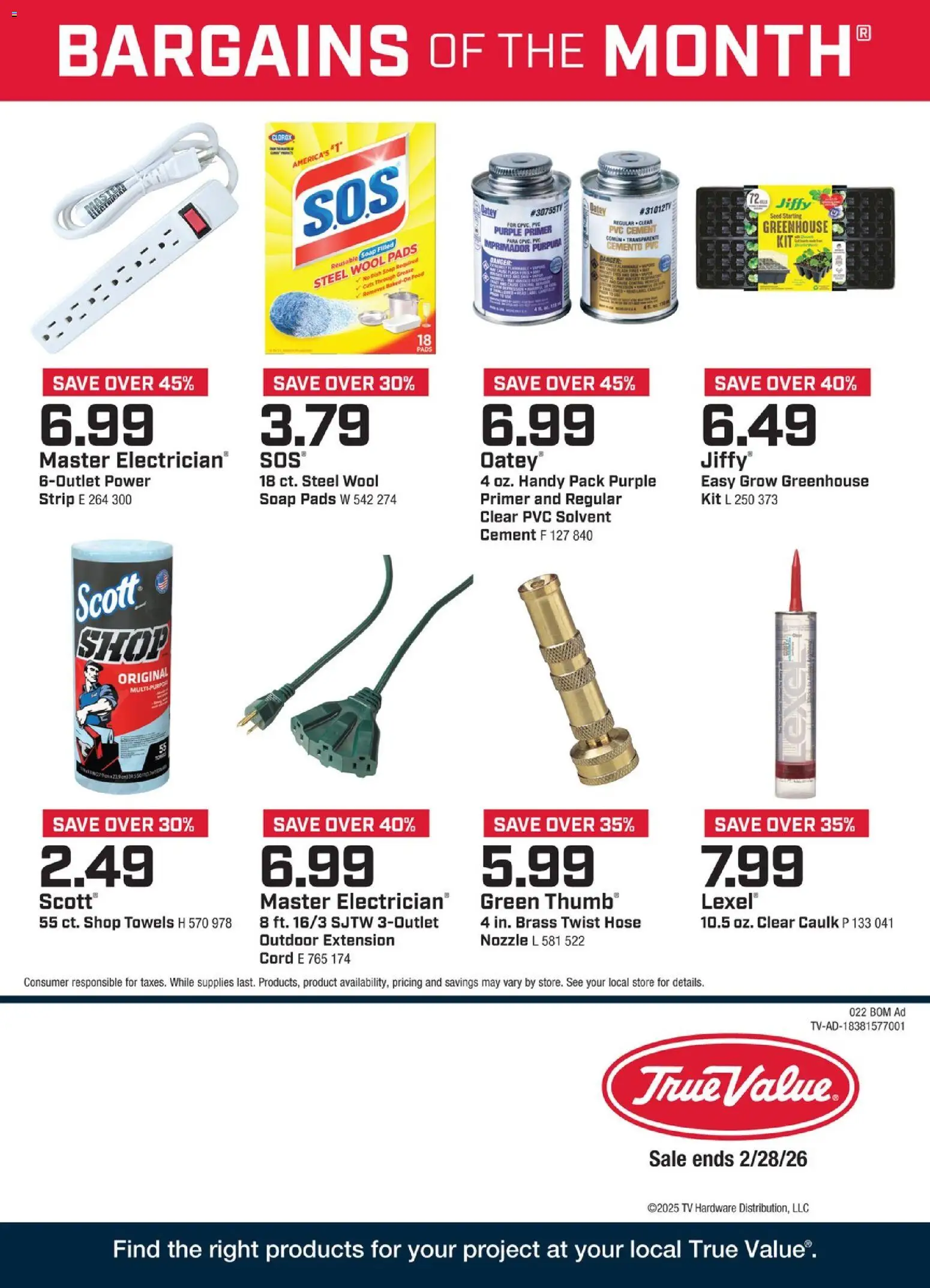 Ad Preview of True Value February Bargains of the Month from 02/01/2026
