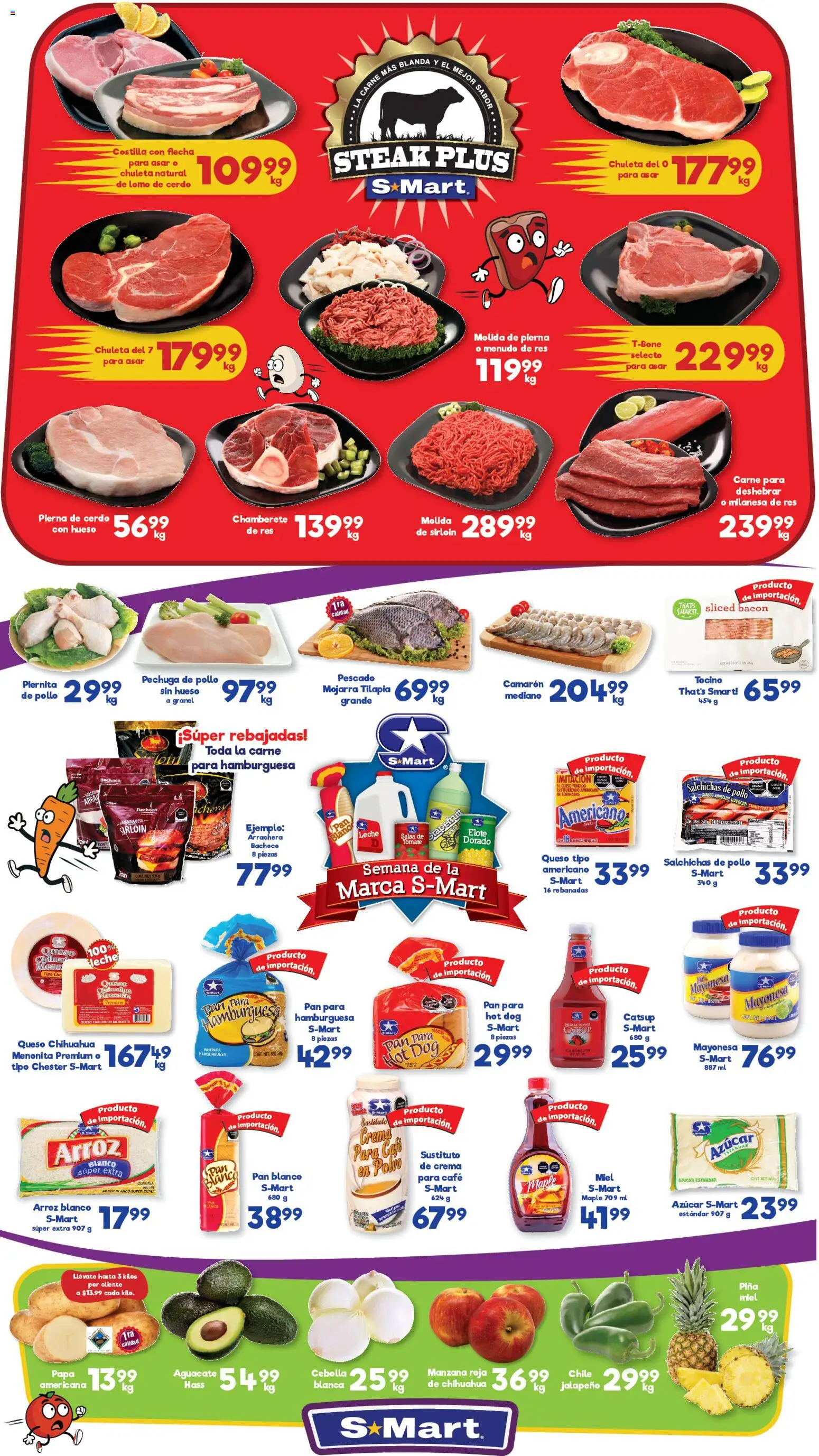 Vista previa las ofertas de la tienda S-Mart - Folleto Juárez desde el 06/02/2026 - Papa, Manzana, Azúcar, Catsup, Crema, Piña, Cebolla, Tocino