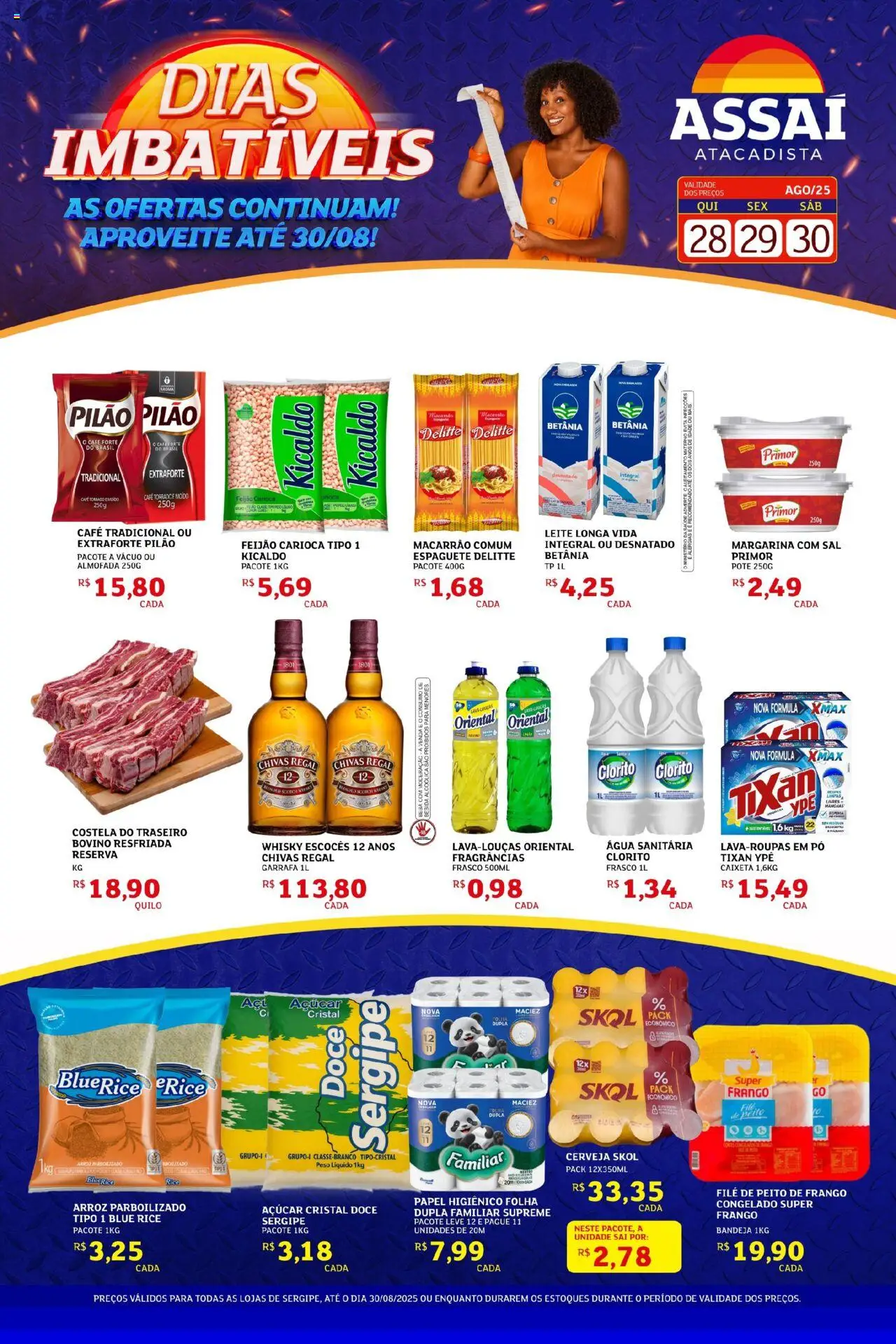 Assaí Atacadista folheto "Encarte - SE" válido a partir de 30/08/2025 - número de página 1 - Água, Macarrão, Bebida, Leite, Papel higiênico, Pó, Bandeja, Margarina
