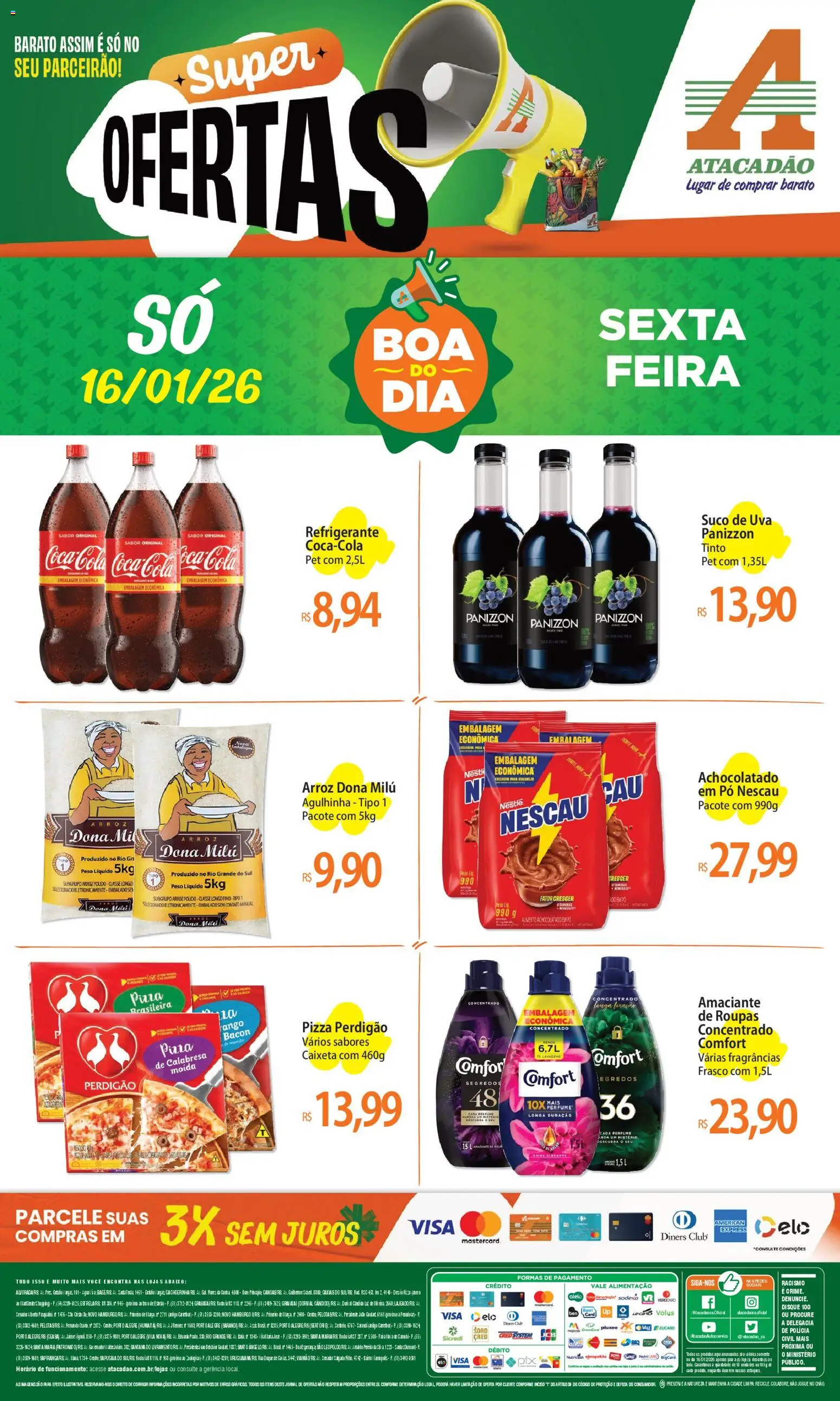 Pré-Visualização do folheto "Ofertas - RS" da loja Atacadão válido a partir de 16/01/2026