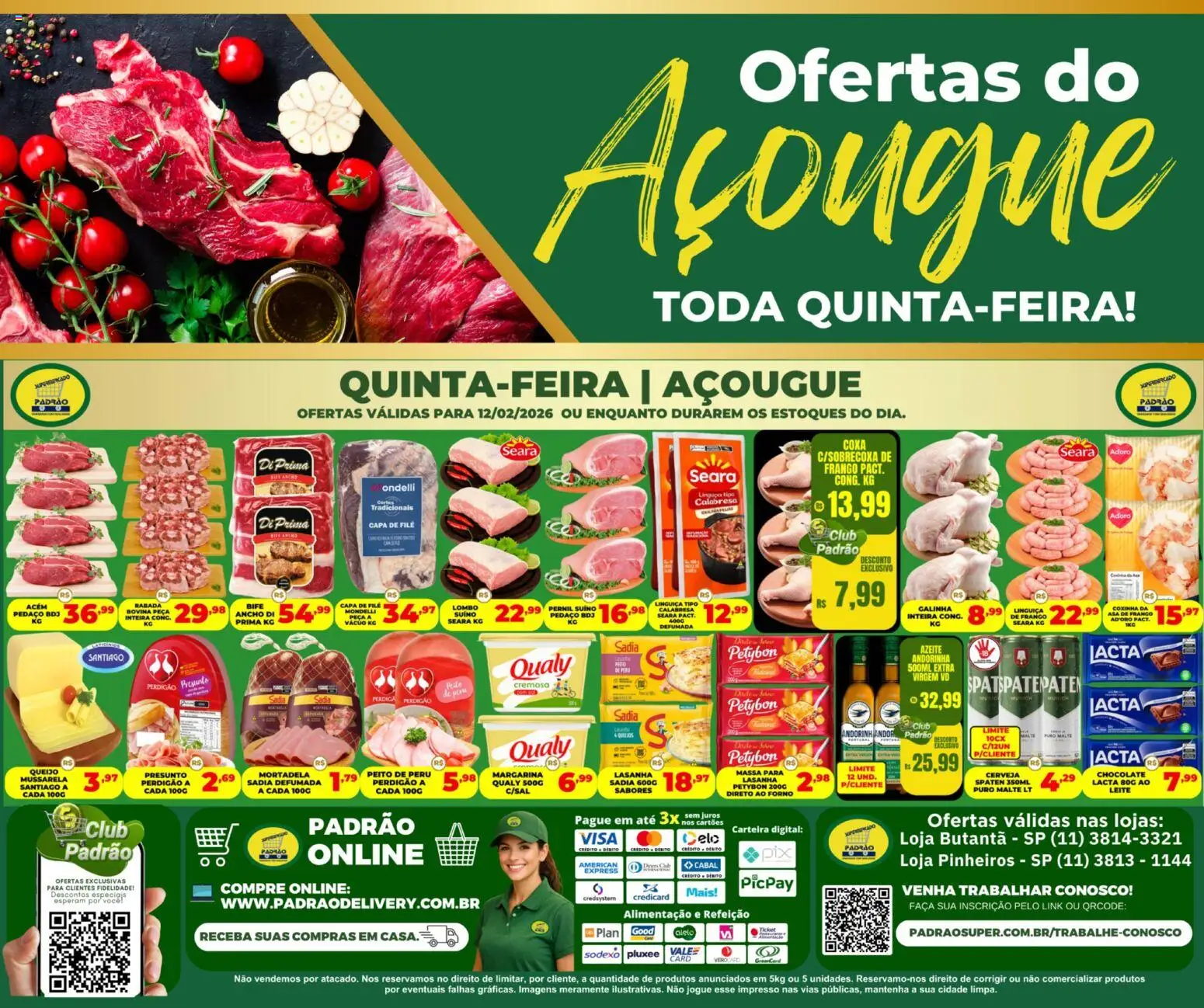 Pré-Visualização do folheto "Ofertas do Açougue" da loja Supermercado Padrão válido a partir de 12/02/2026