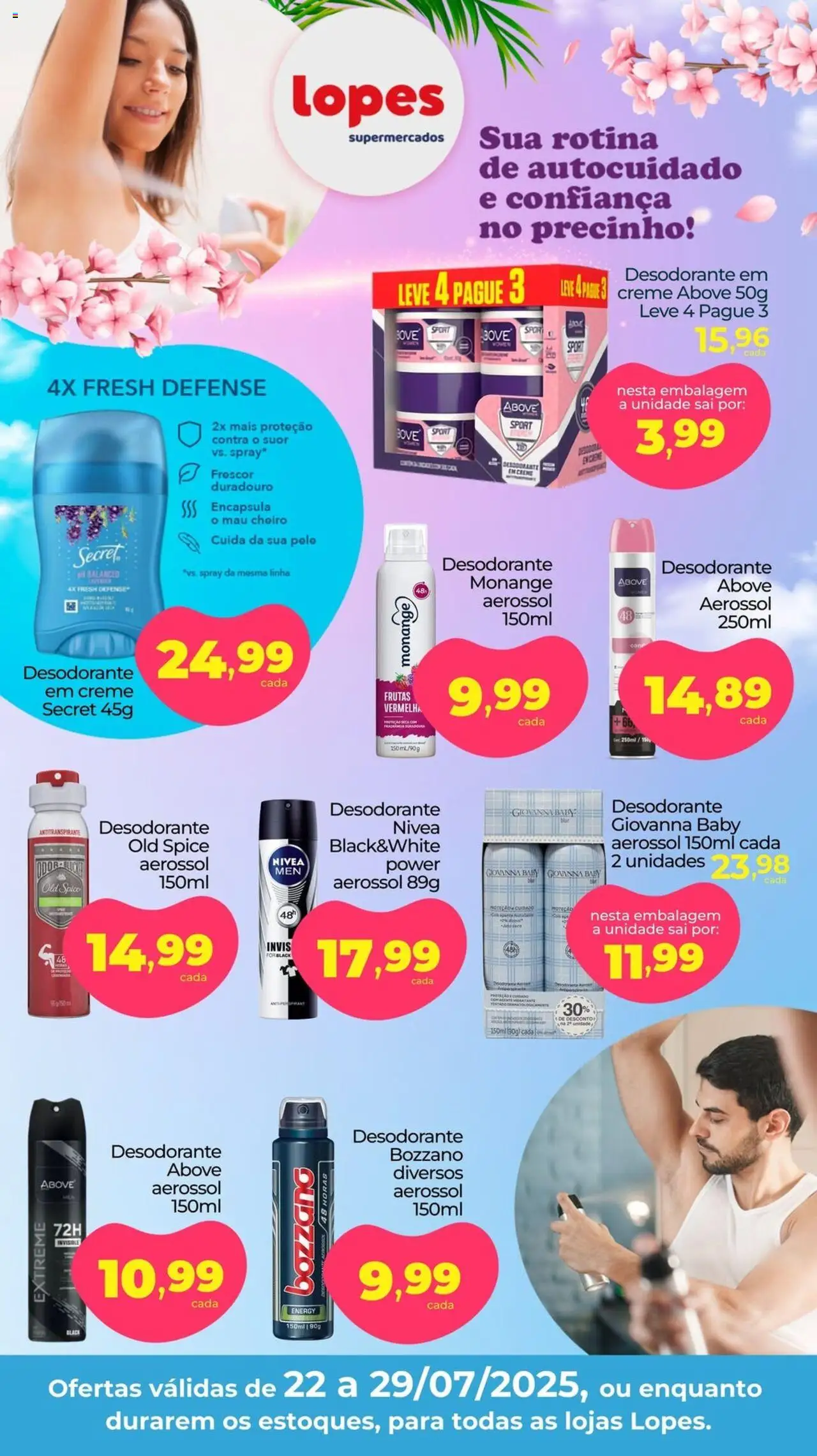 Lopes Supermercados folheto "Ofertas de Higiene" válido a partir de 22/07/2025 - número de página 1 - Frutas, Desodorante, Creme