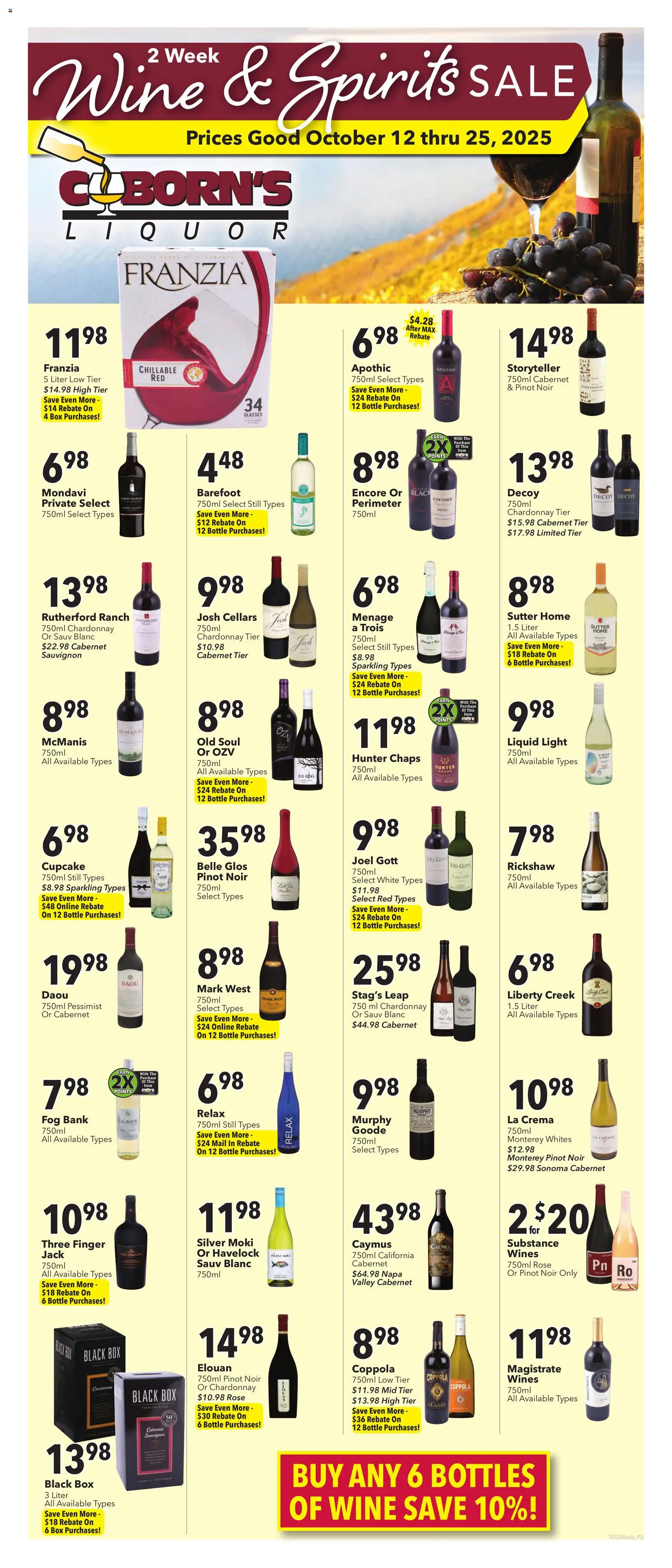 Coborn's Wine & Spirits Sale from 10/12/2025 - Flyer - Page number 1