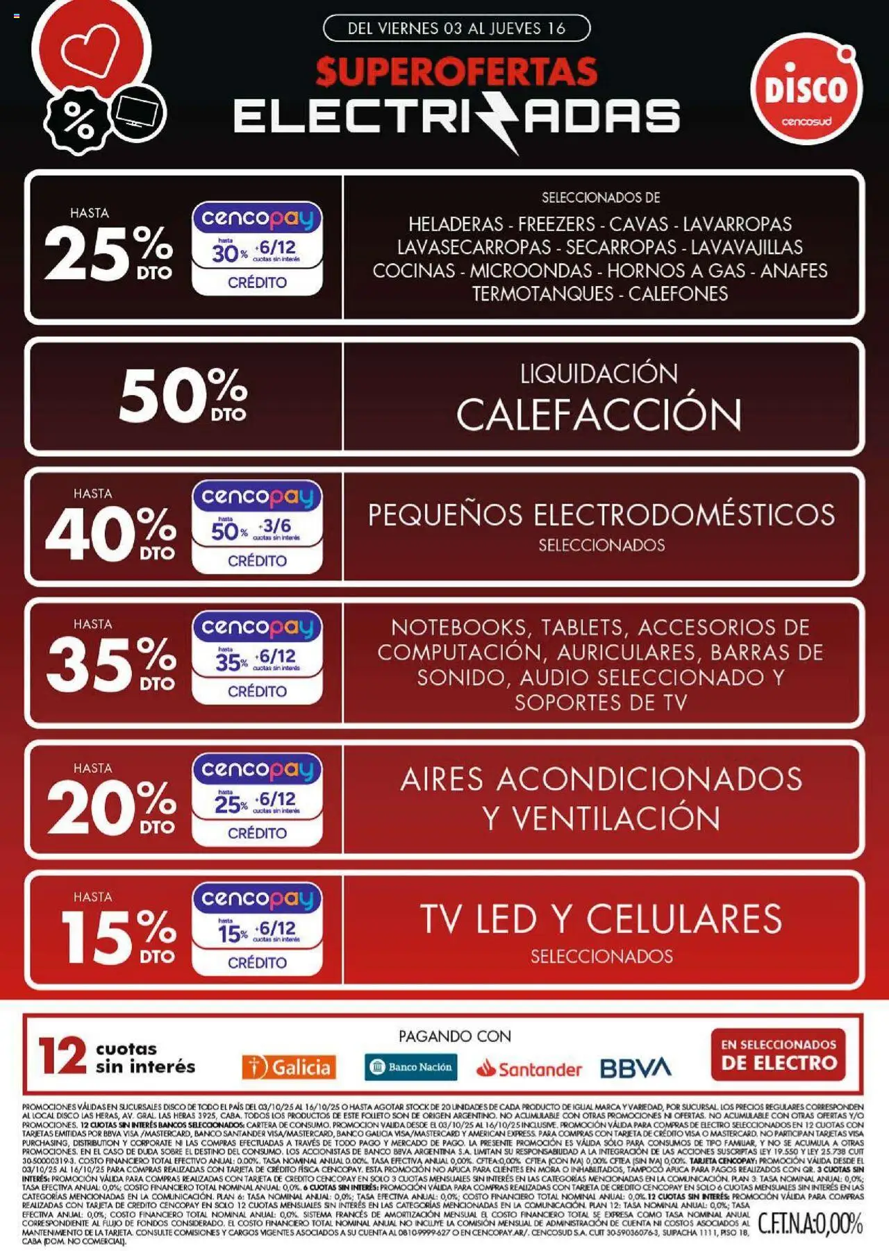 Disco Ofertas | Electro, T. Libre y más del 03/10/2025 Online - Disco, Lavarropas, Microondas, Cartera, Lavavajillas, Secarropas, Audio, Sobre
