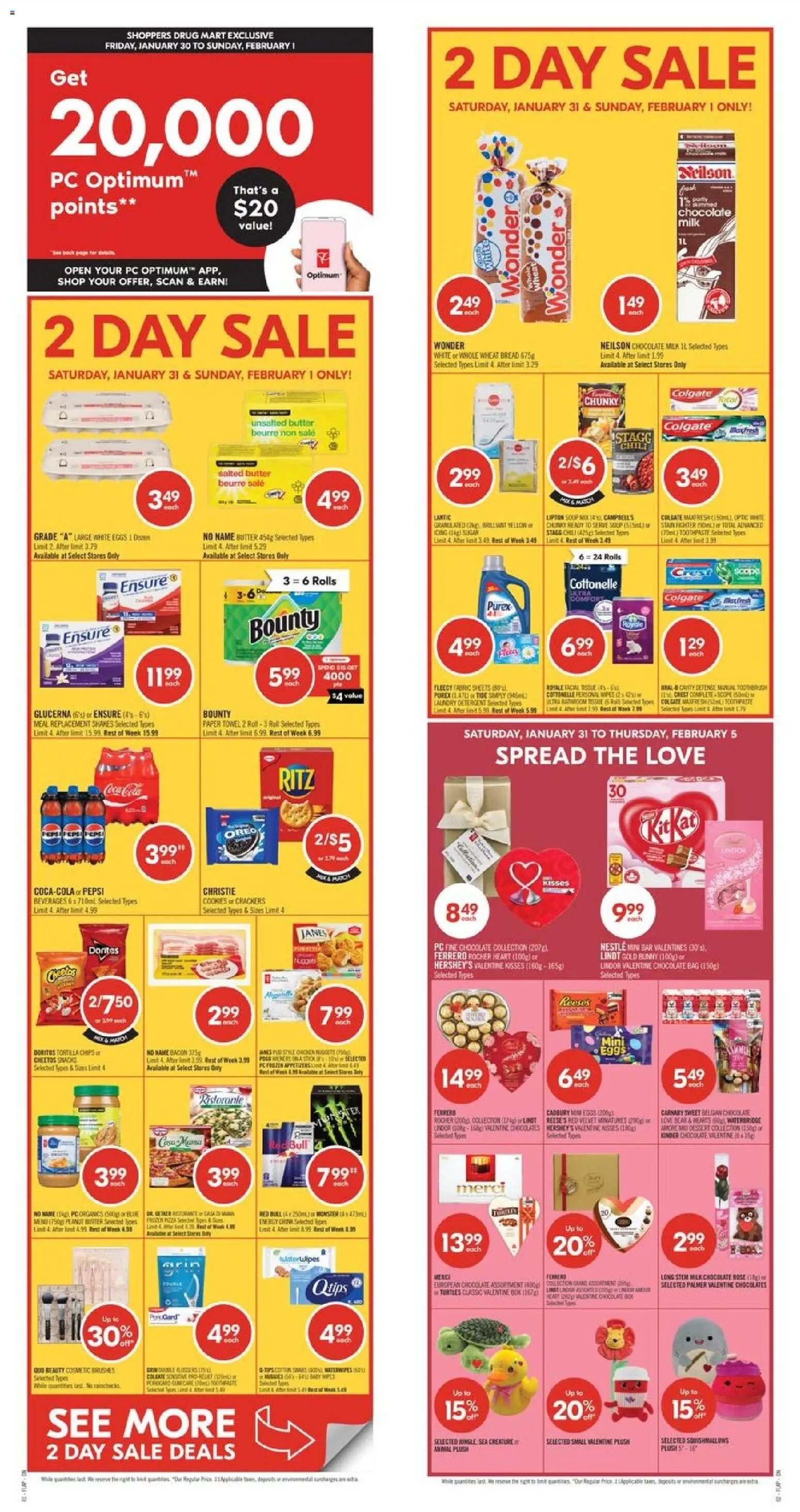 Preview of leaflet Weekly flyer / circulaire from shop Shoppers is valid from Jan 30, 2026 - Eggs, Bread, Milk, Pepsi, Oreo, Sugar, Toothpaste, Spread