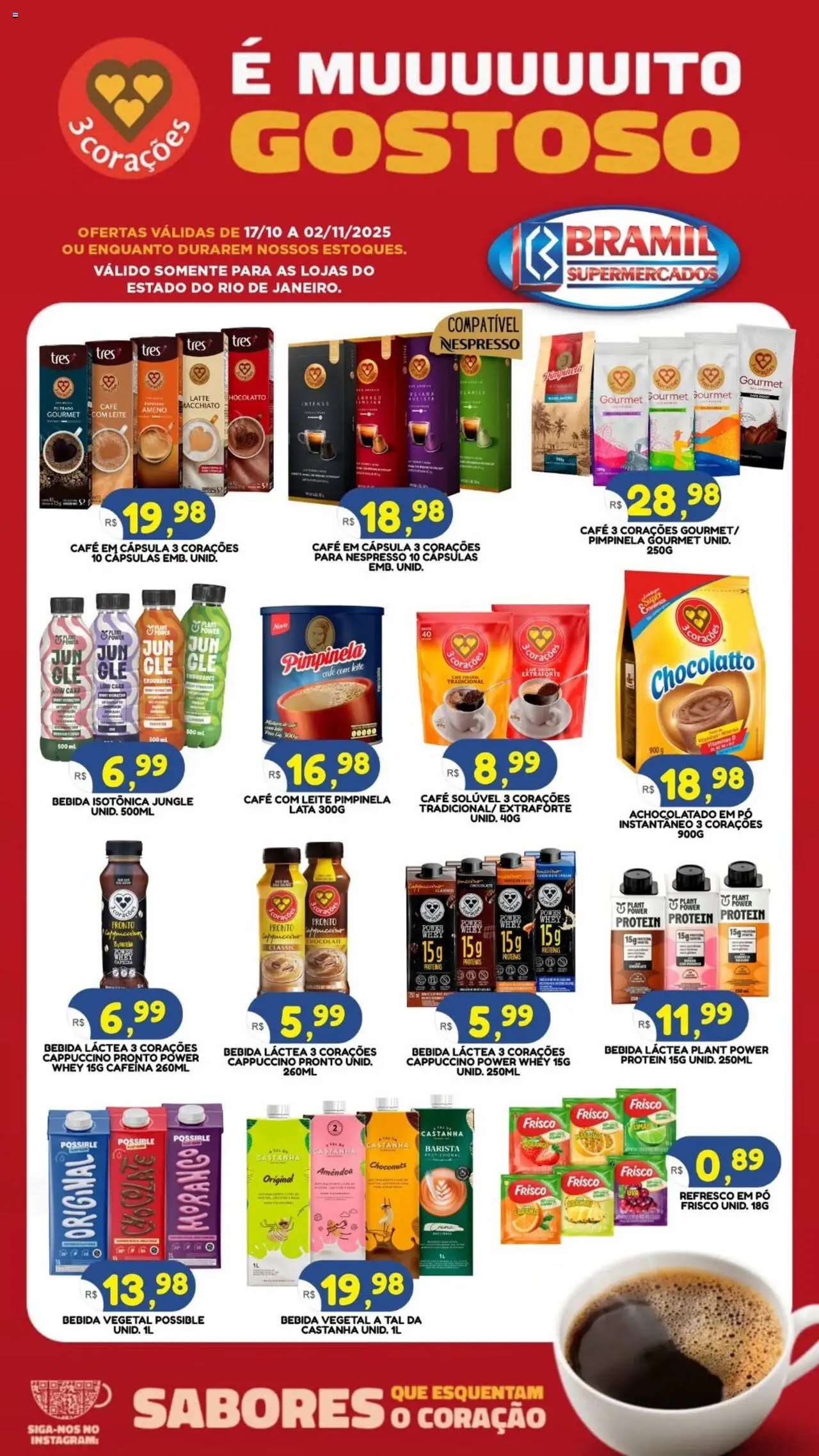 Bramil Supermercados folheto "Ofertas 3 Corações" válido a partir de 17/10/2025 - número de página 1