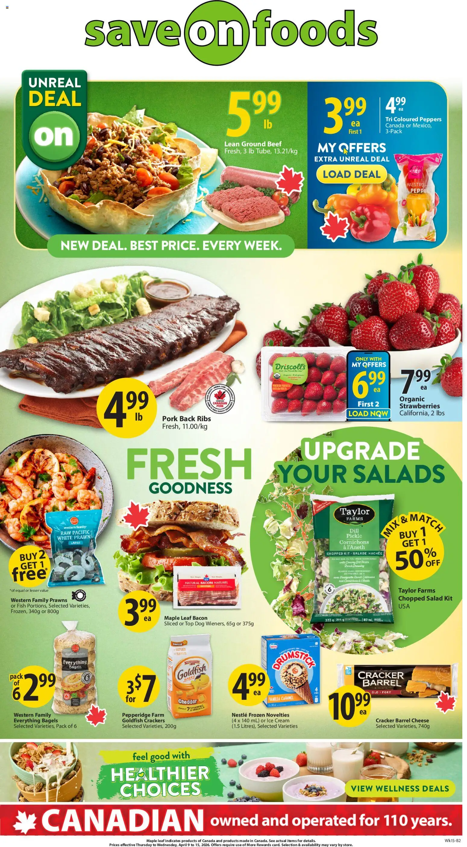 Preview of leaflet Save on foods weekly flyer / circulaire from shop Save on foods is valid from Apr 09, 2026