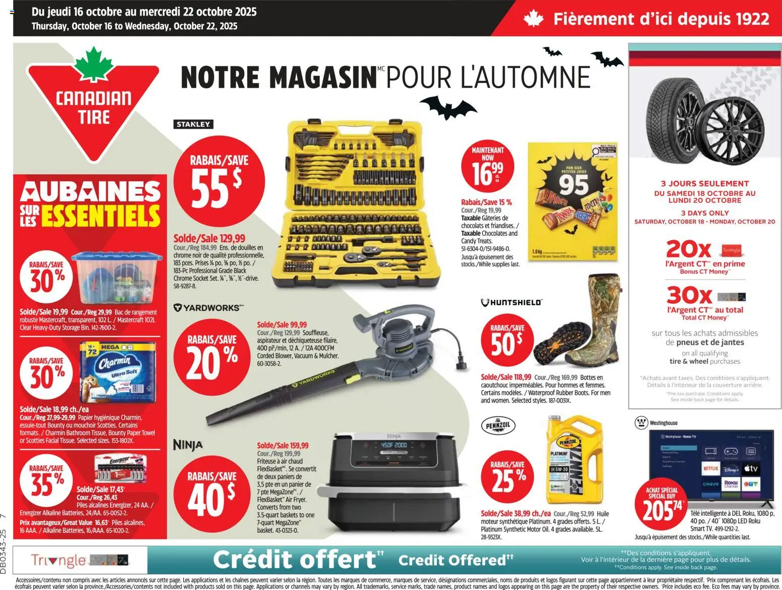 Canadian Tire flyer valid from Oct 16, 2025 - page number 1