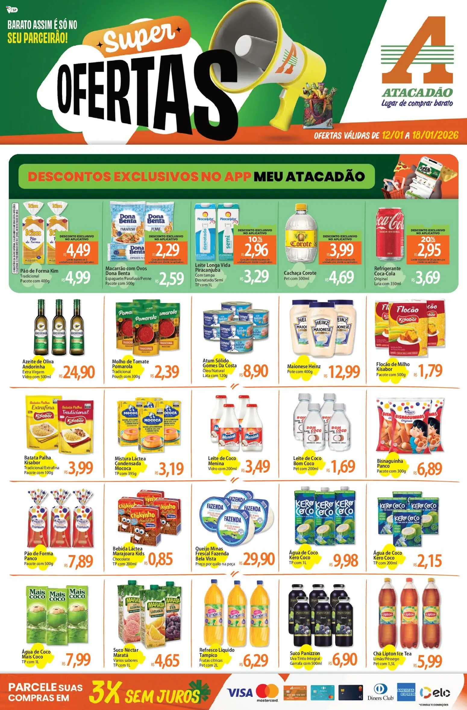 Pré-Visualização do folheto "Ofertas da semana" da loja Atacadão válido a partir de 12/01/2026